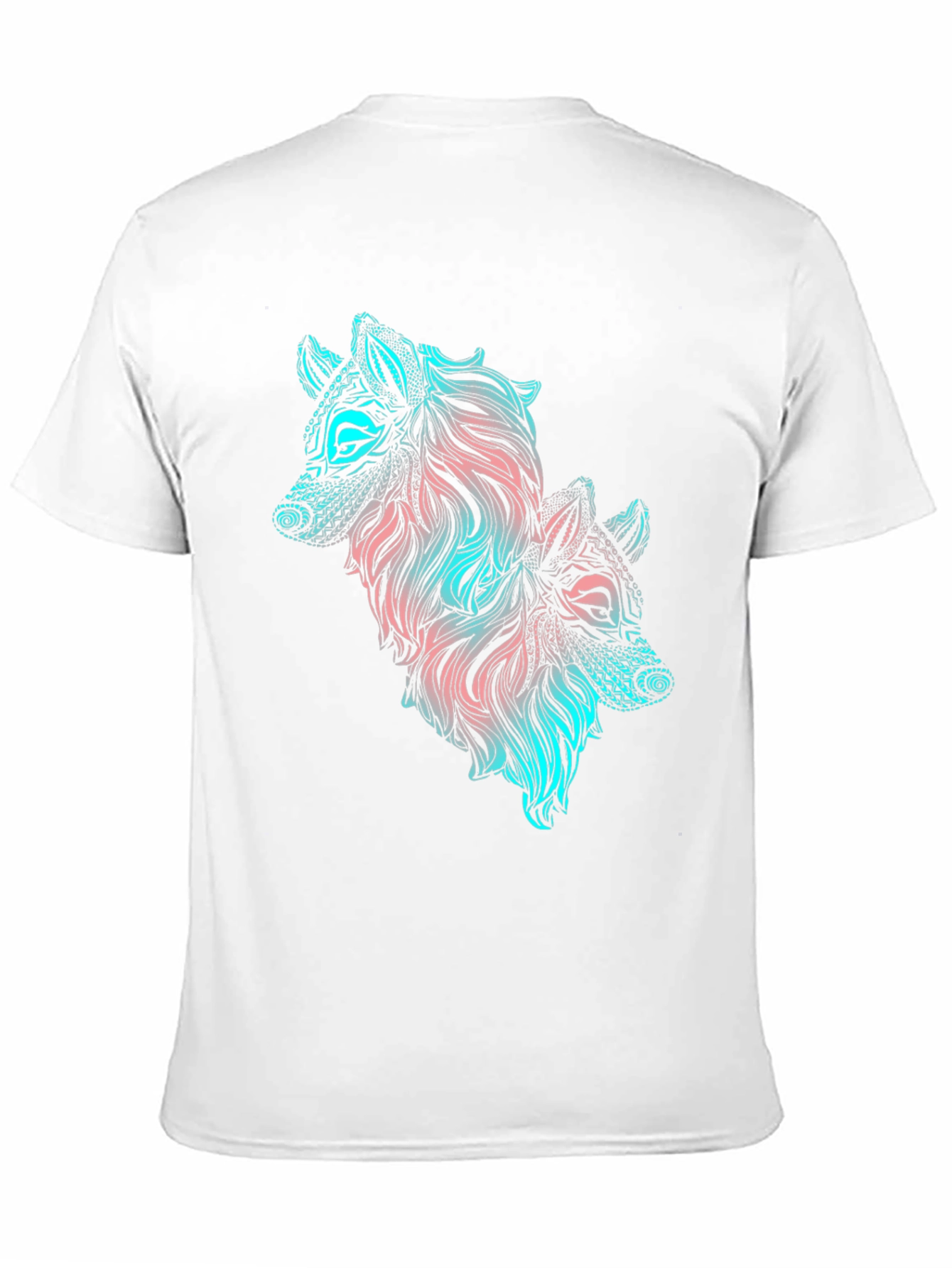 Two Wolves Graphic Print Black T-Shirt