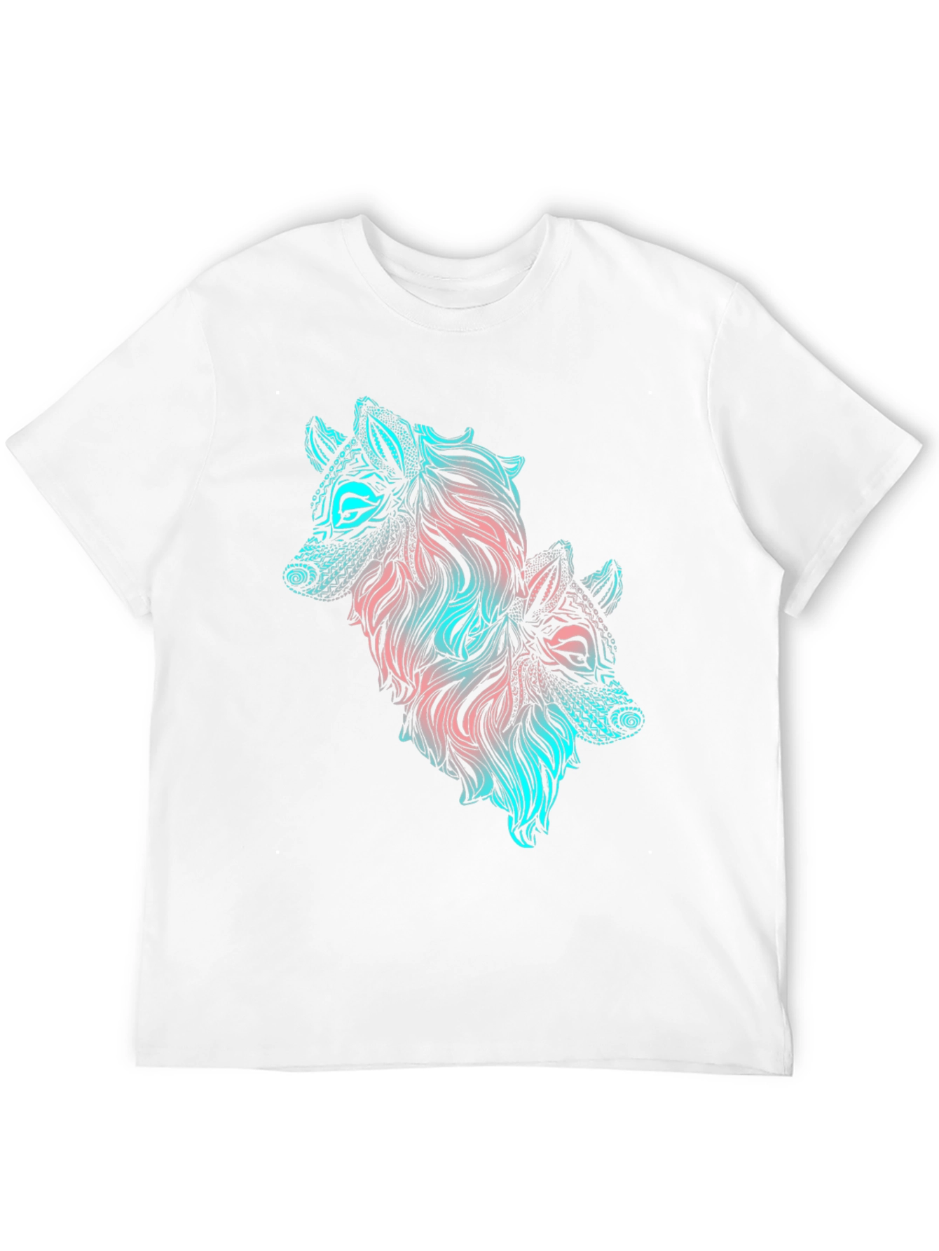 Two Wolves Graphic Print Black T-Shirt