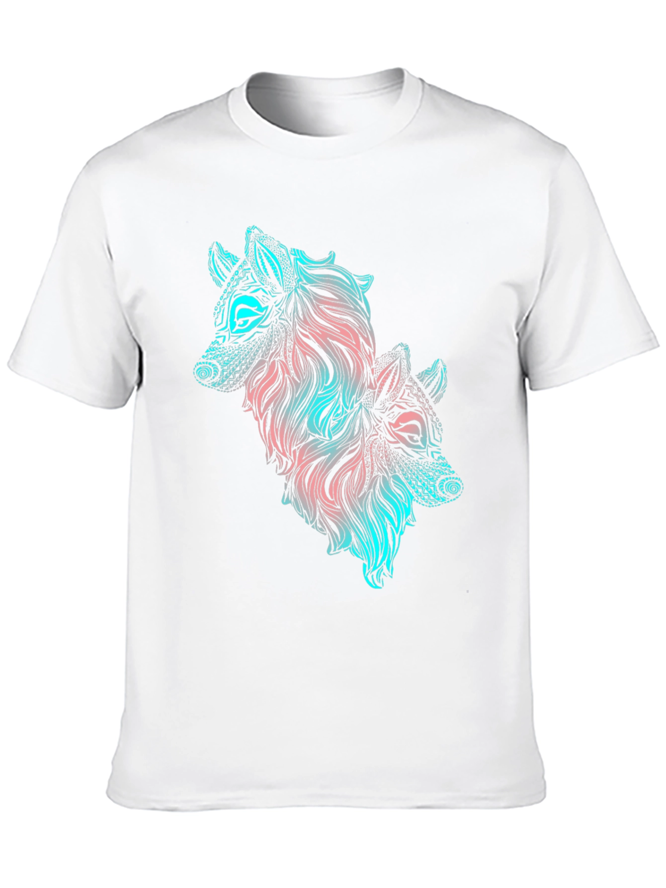 Two Wolves Graphic Print Black T-Shirt