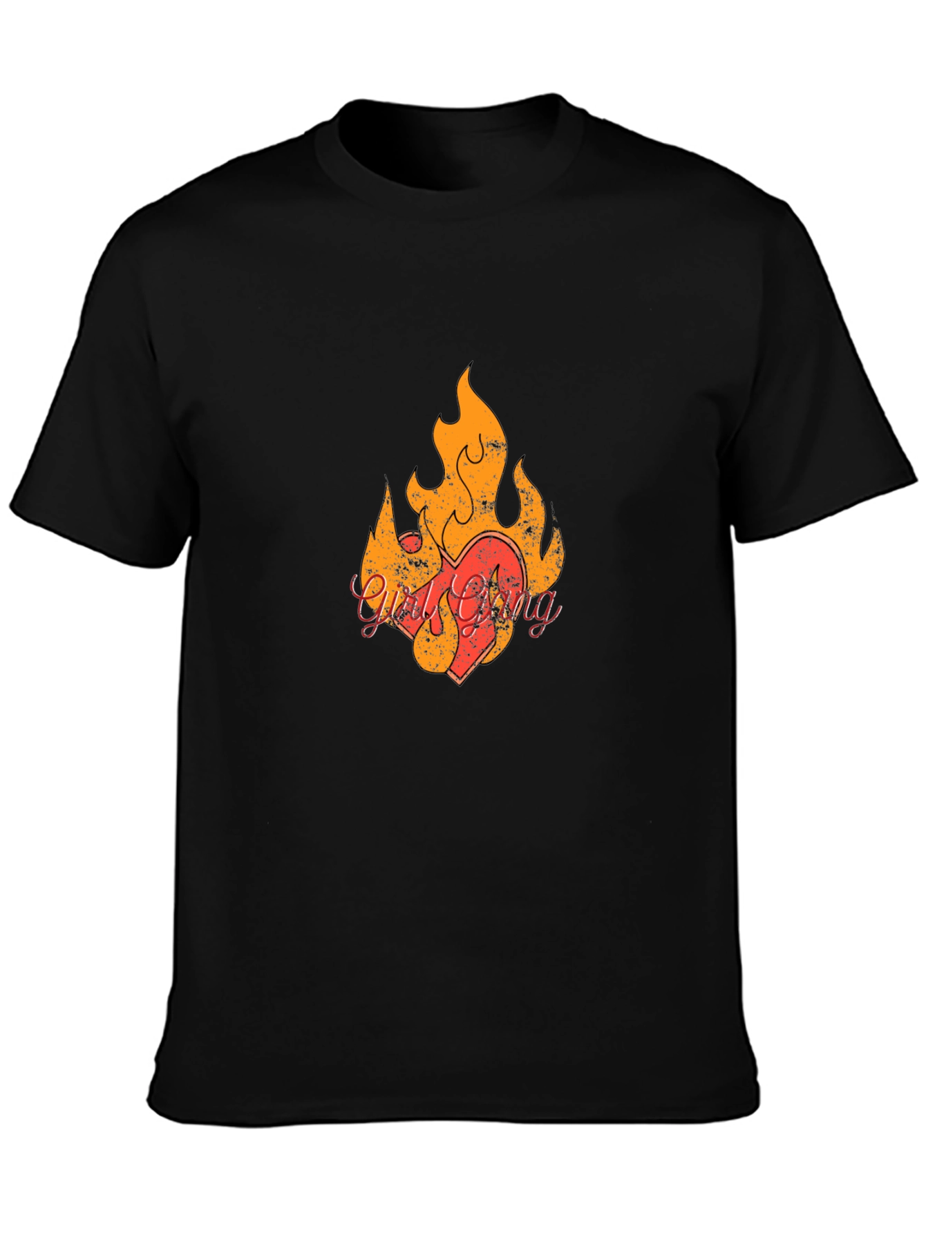 Fiery Heart Graphic Black T-Shirt