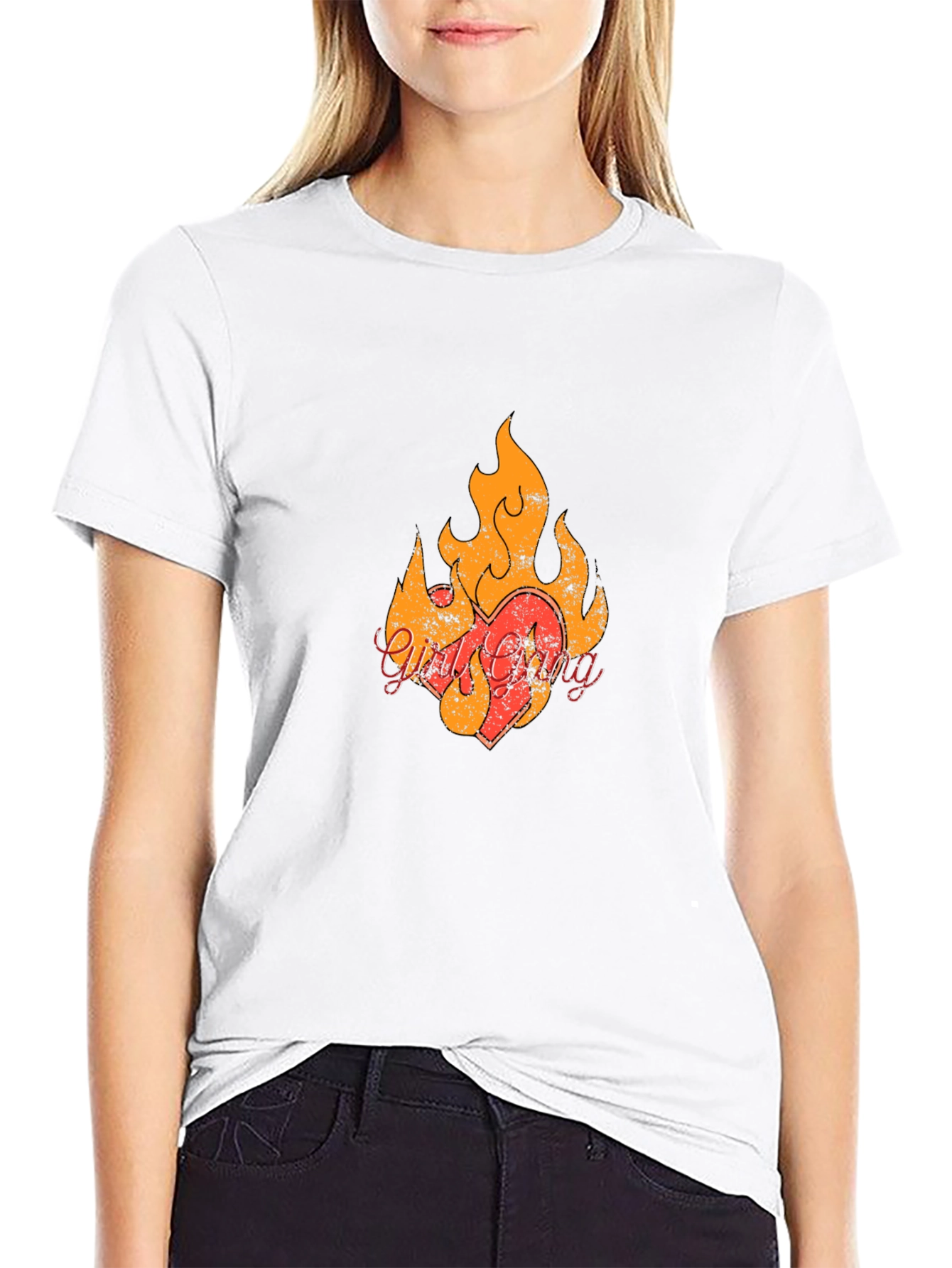Fiery Heart Graphic Black T-Shirt
