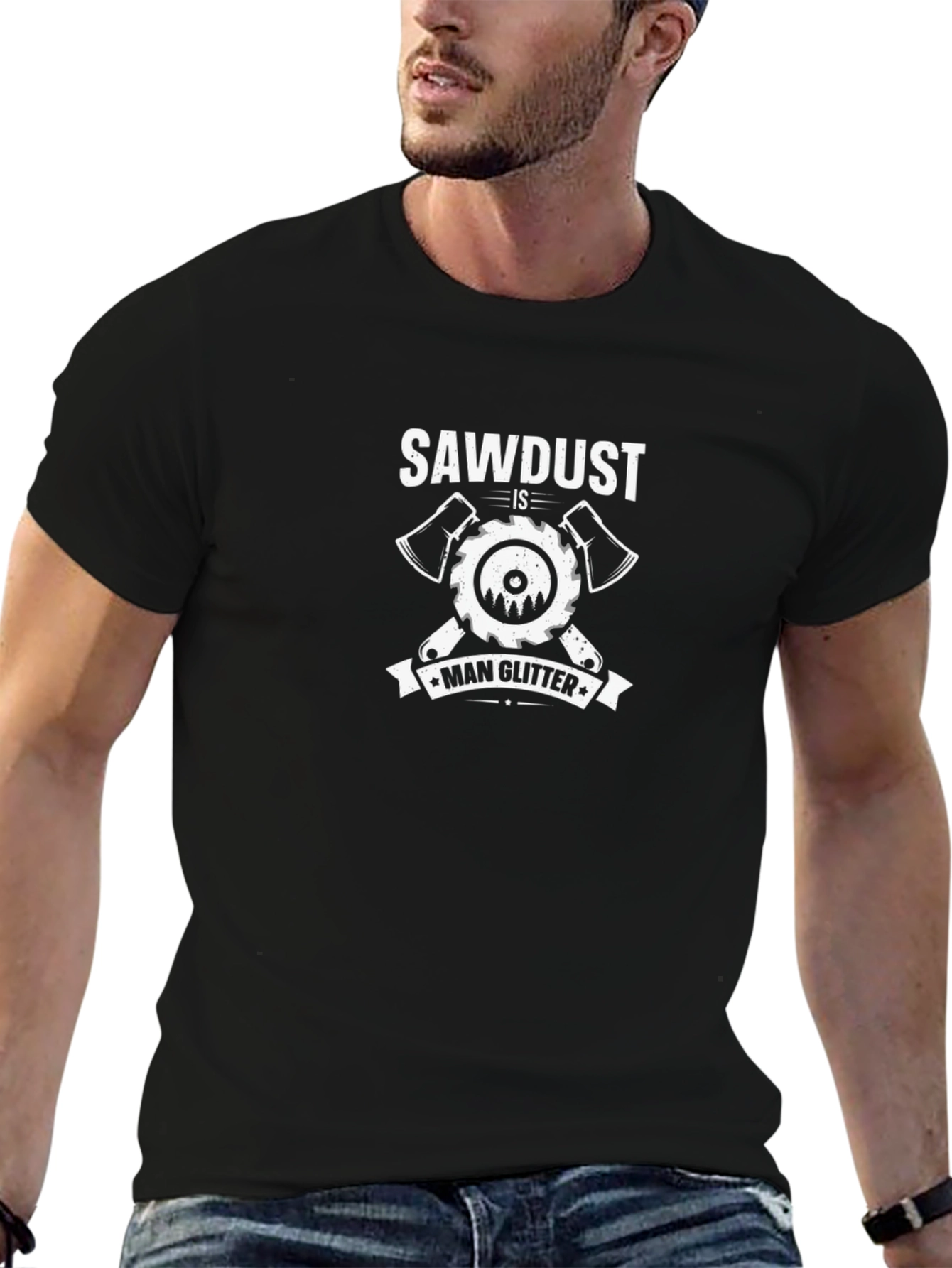 Sawdust is Man Glitter Black T-Shirt
