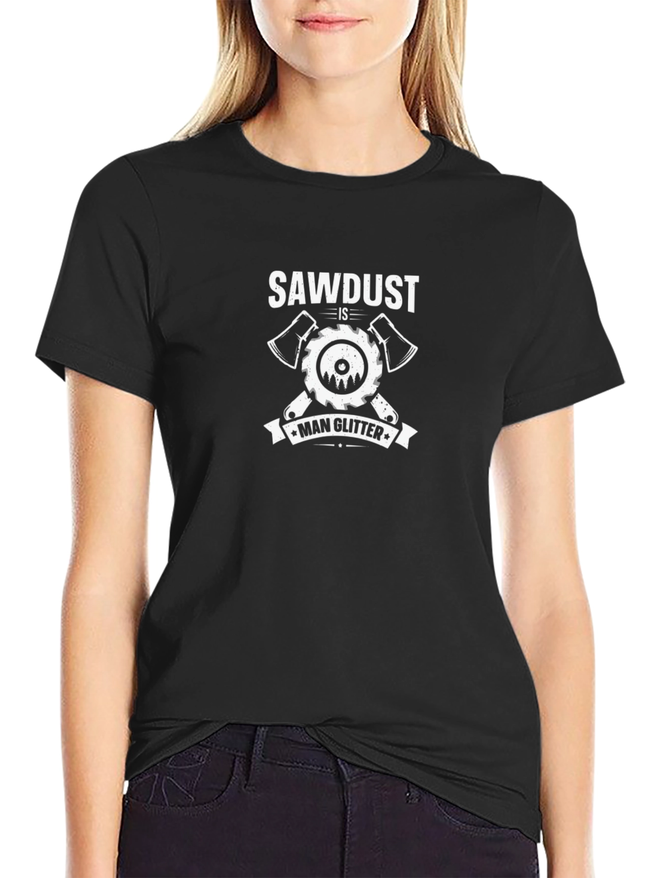 Sawdust is Man Glitter Black T-Shirt