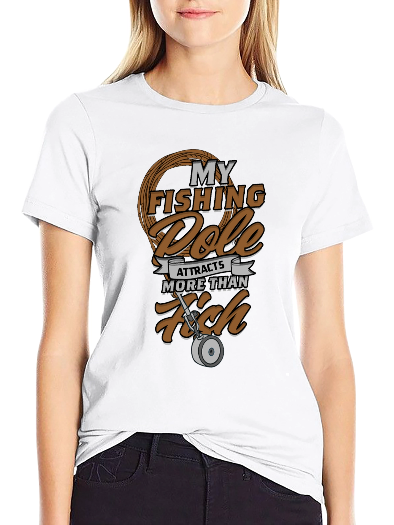 Fishing Pole Attracts More Than Fish Graphic Tee