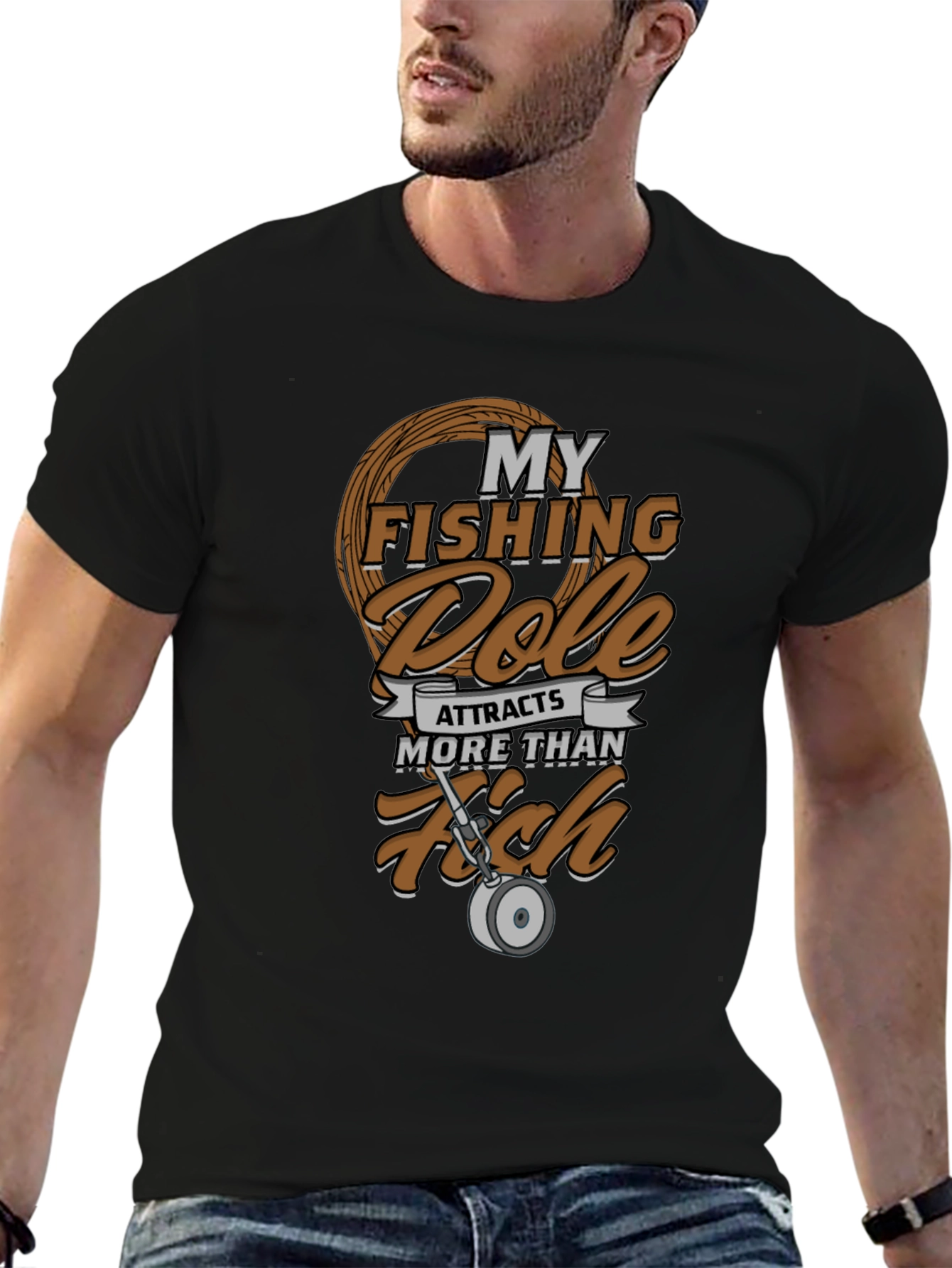 Fishing Pole Attracts More Than Fish Graphic Tee