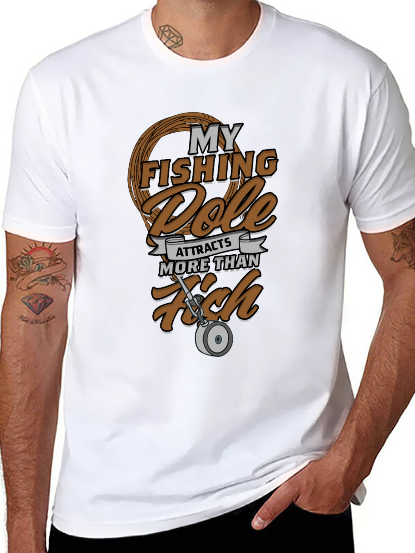 Fishing Pole Attracts More Than Fish Graphic Tee