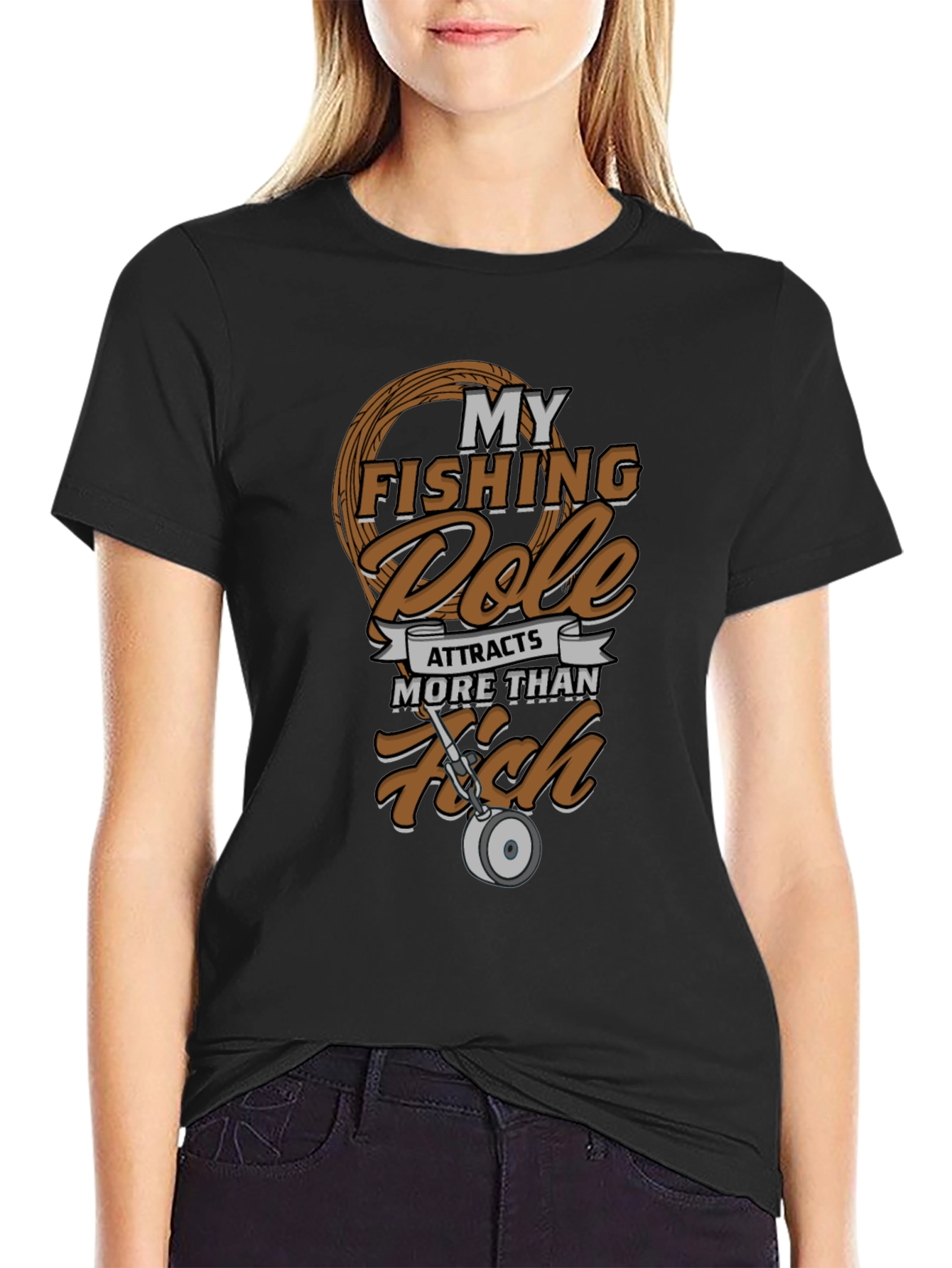 Fishing Pole Attracts More Than Fish Graphic Tee