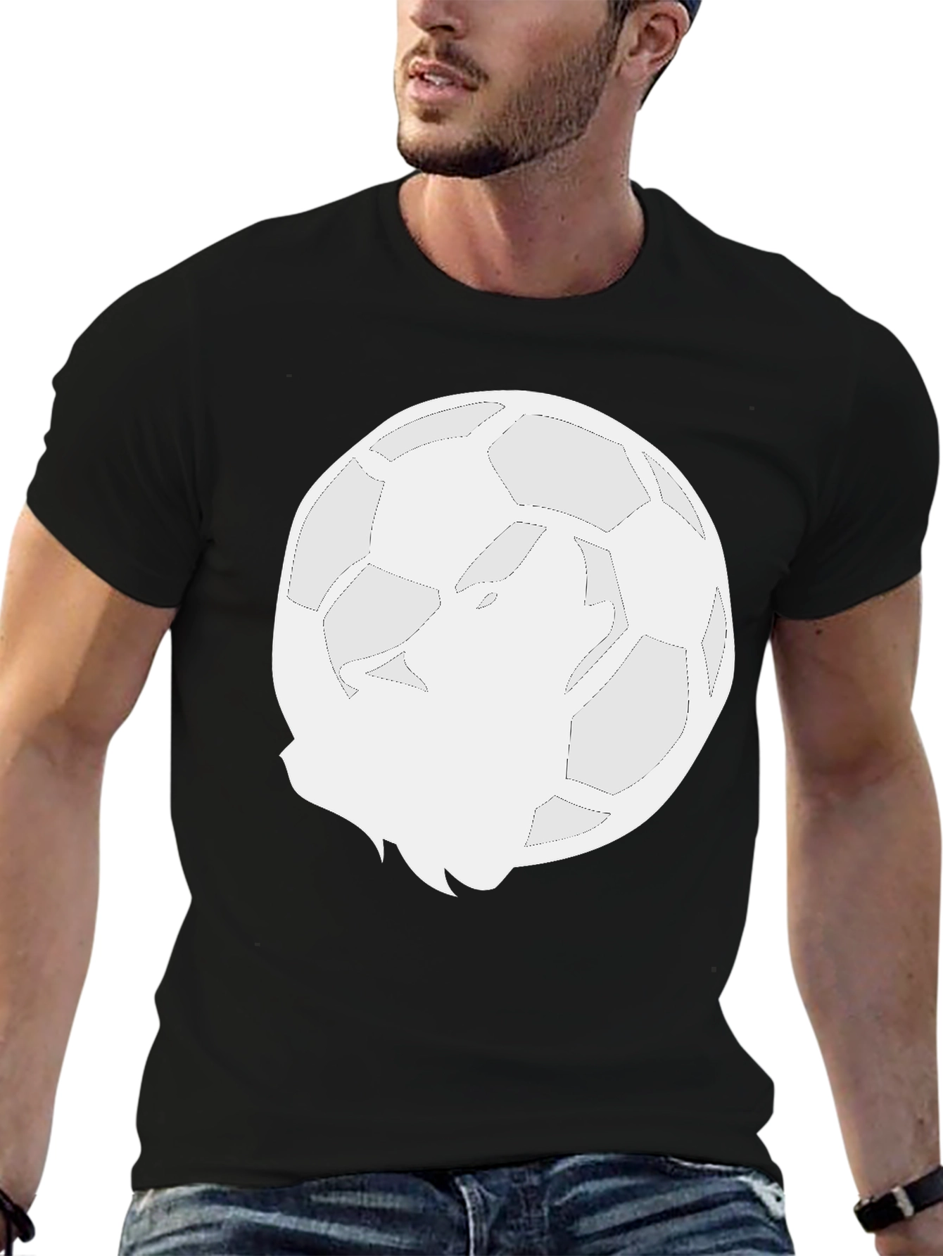 Wolf Moon Soccer Ball Graphic T-Shirt