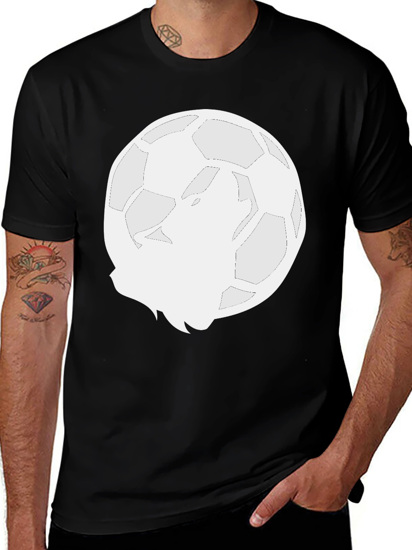 Wolf Moon Soccer Ball Graphic T-Shirt