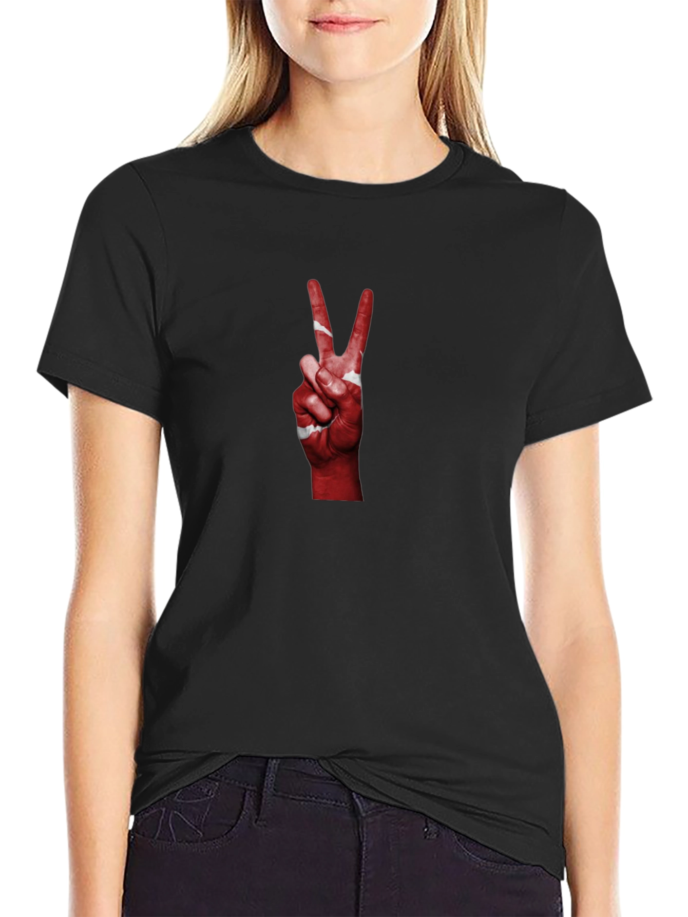 Peace Sign Hand Turkey Flag Graphic T-Shirt