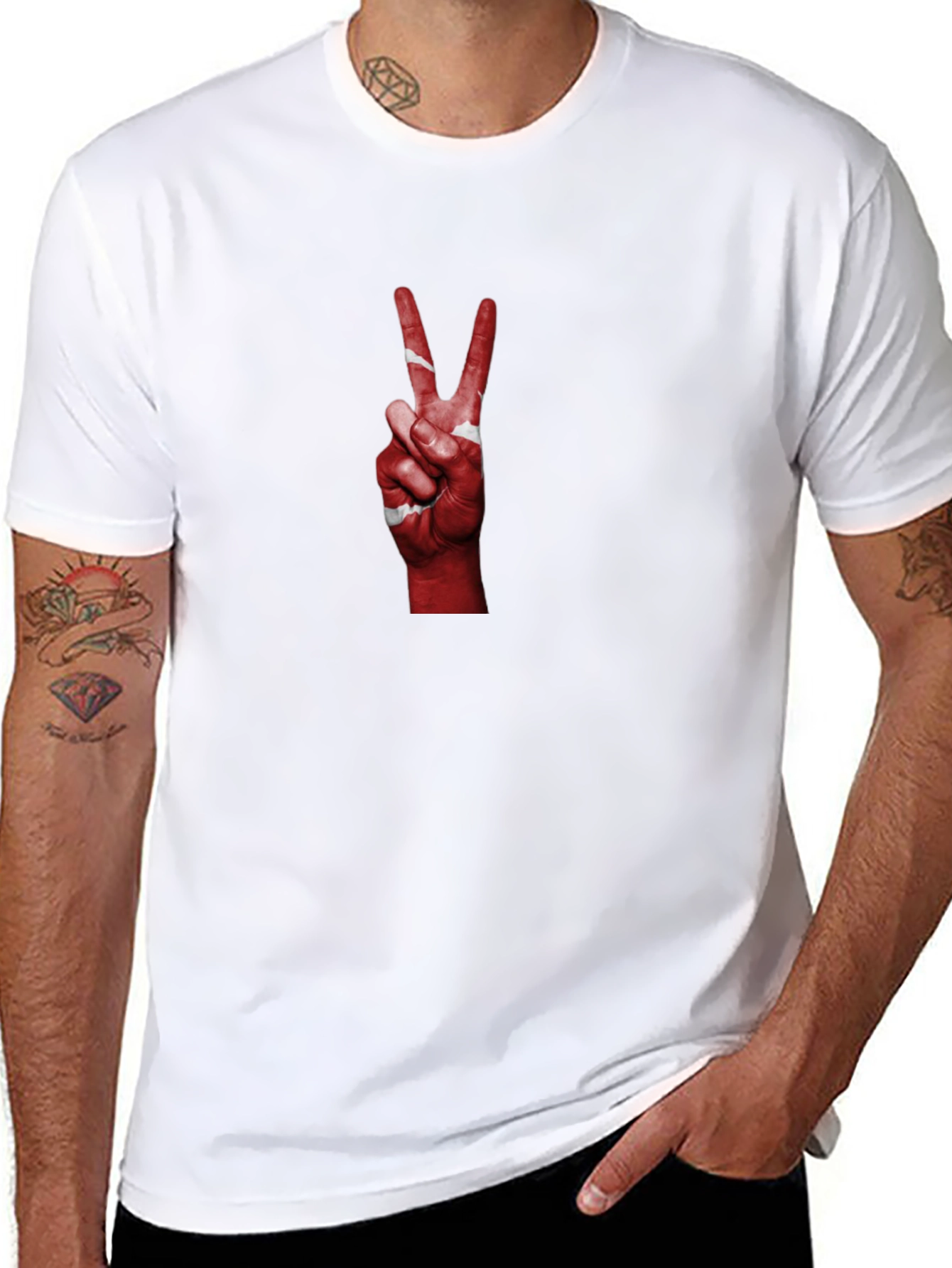 Peace Sign Hand Turkey Flag Graphic T-Shirt