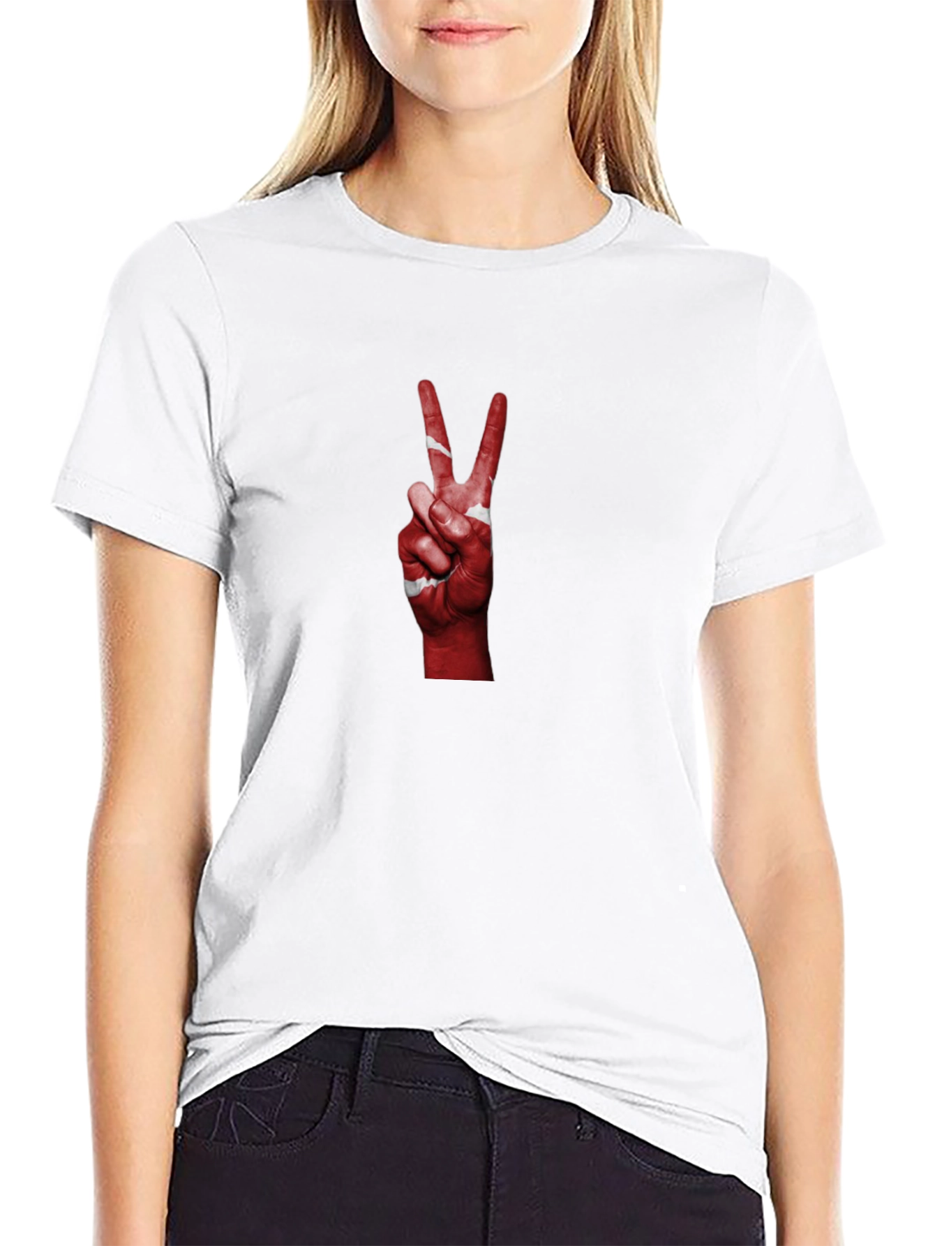 Peace Sign Hand Turkey Flag Graphic T-Shirt
