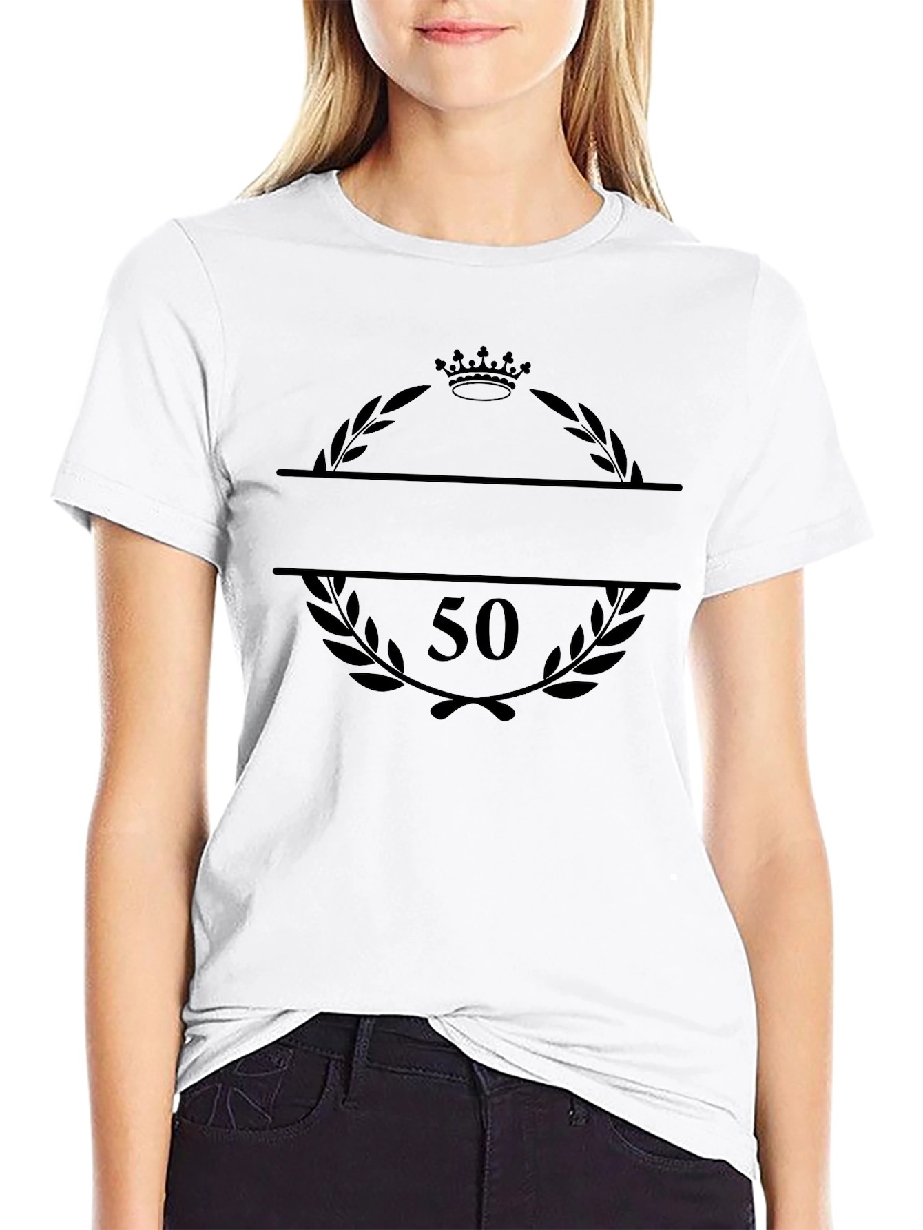 50th Birthday Crown Laurel Wreath Black T-Shirt