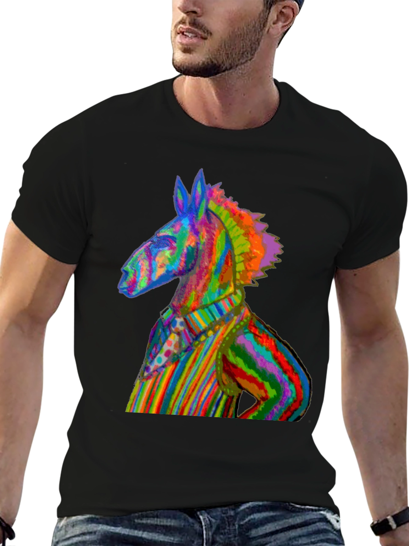 Rainbow Donkey Tee - Unique Graphic T-Shirt