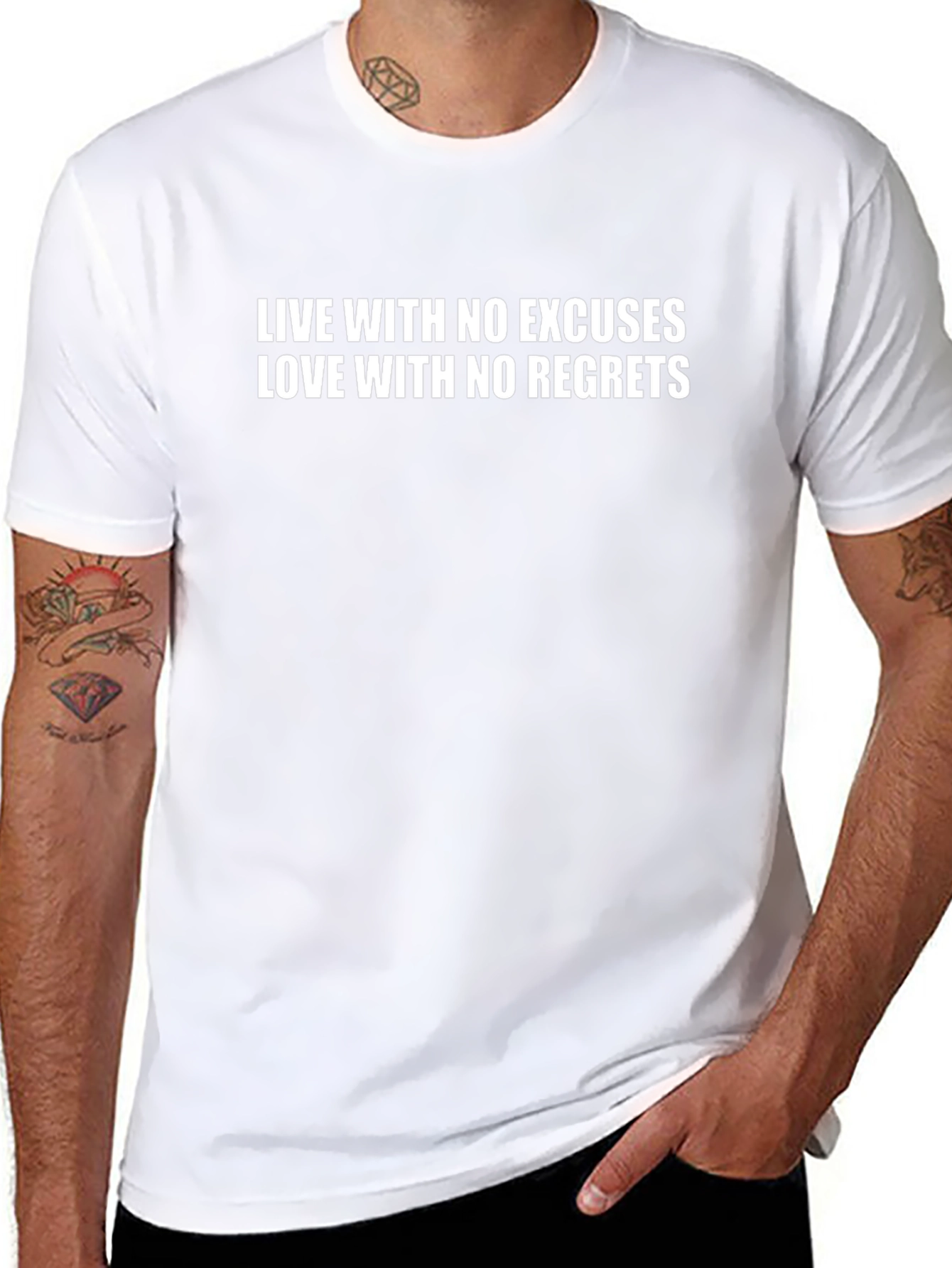 Inspirational Black T-Shirt - No Excuses No Regrets