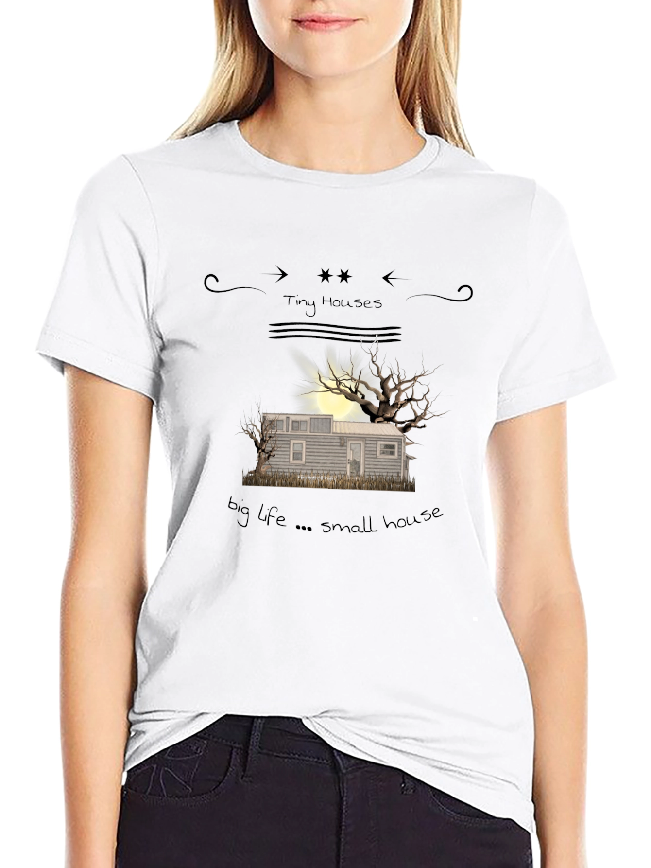 Tiny Houses Big Life Small House Graphic Tee