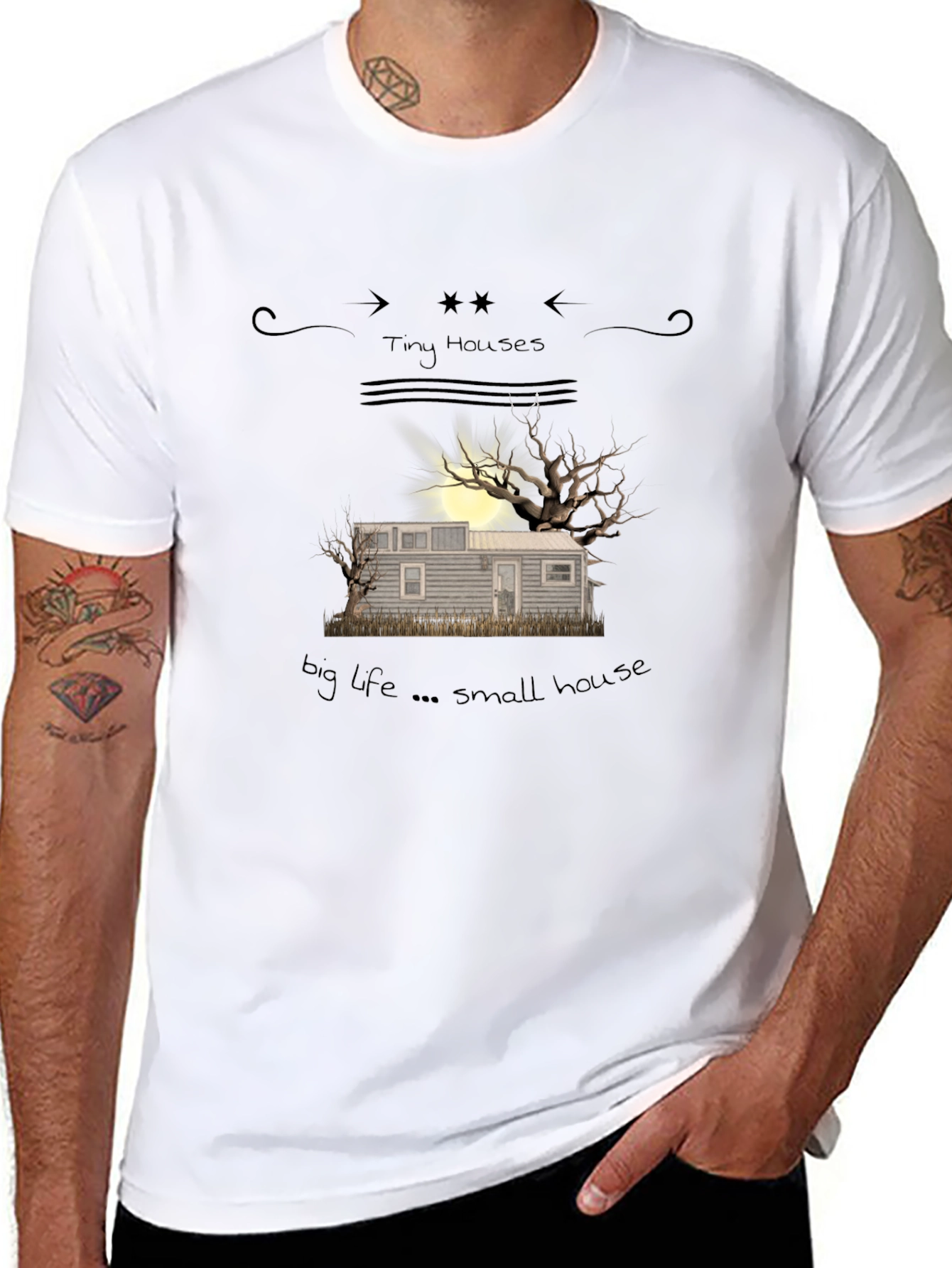 Tiny Houses Big Life Small House Graphic Tee