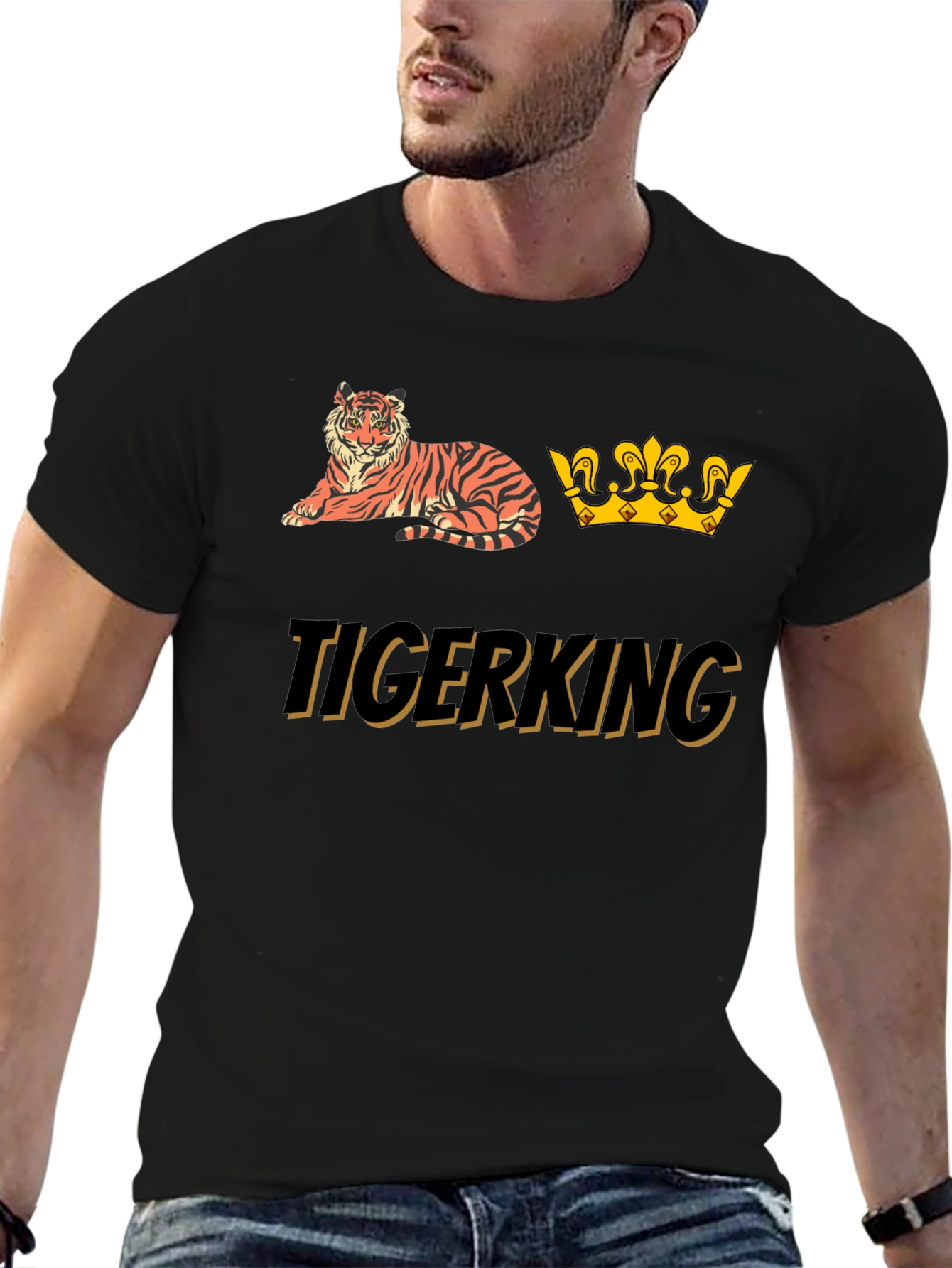 Tiger King Graphic Tee - Black Cotton
