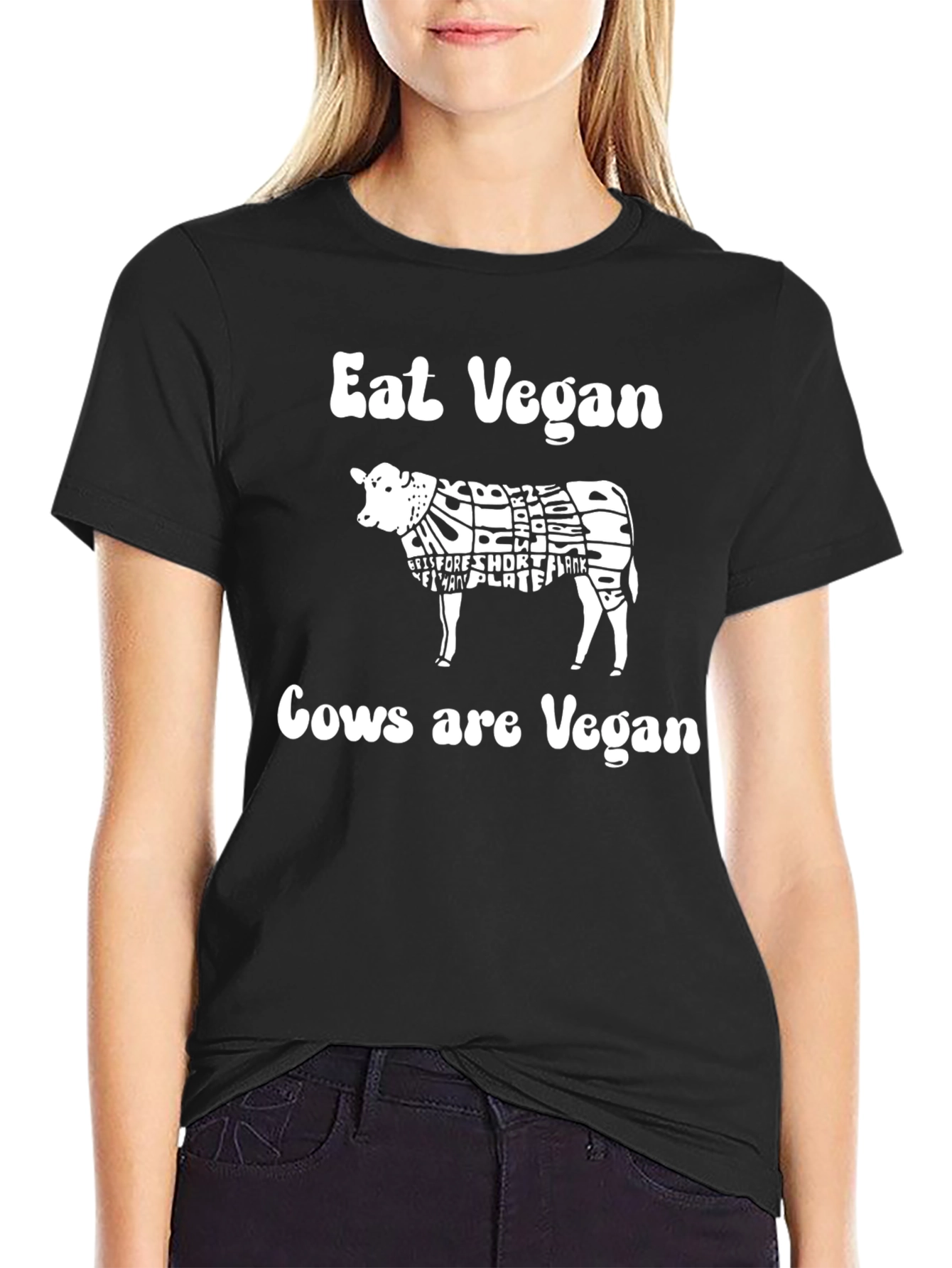Eat Vegan Cows are Vegan T-Shirt Black