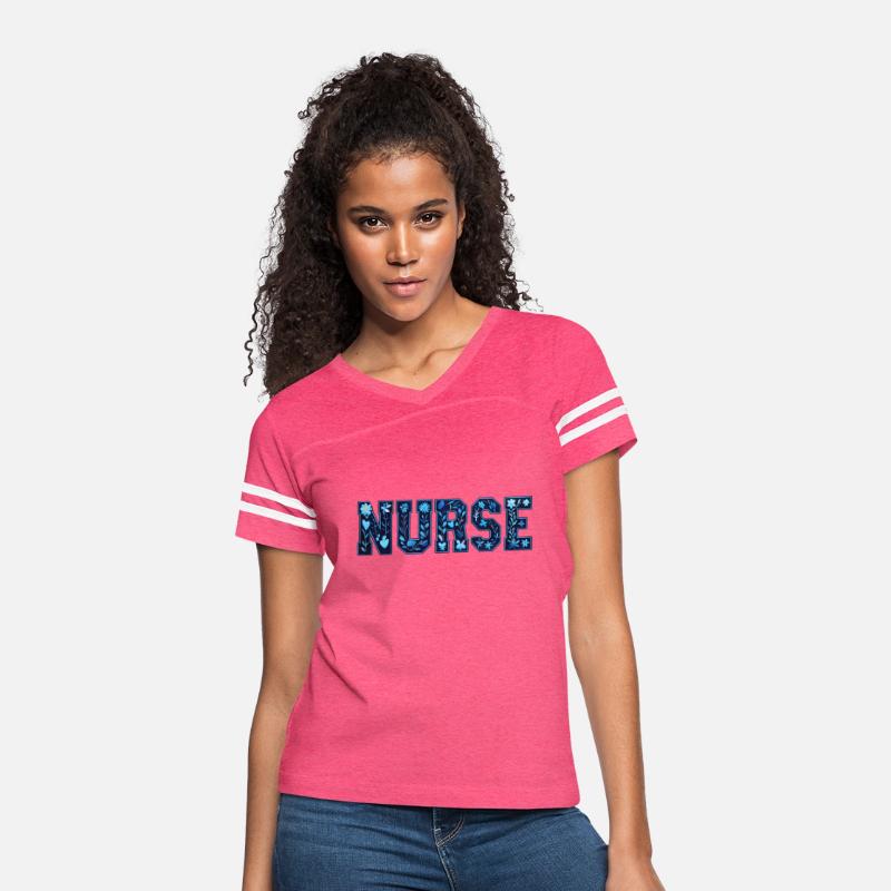 Nurse - Navy Floral Leaves Fun Whimsical
