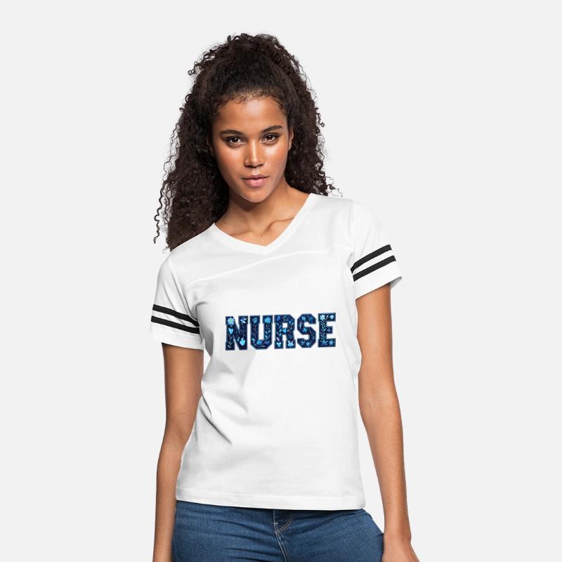 Nurse - Navy Floral Leaves Fun Whimsical