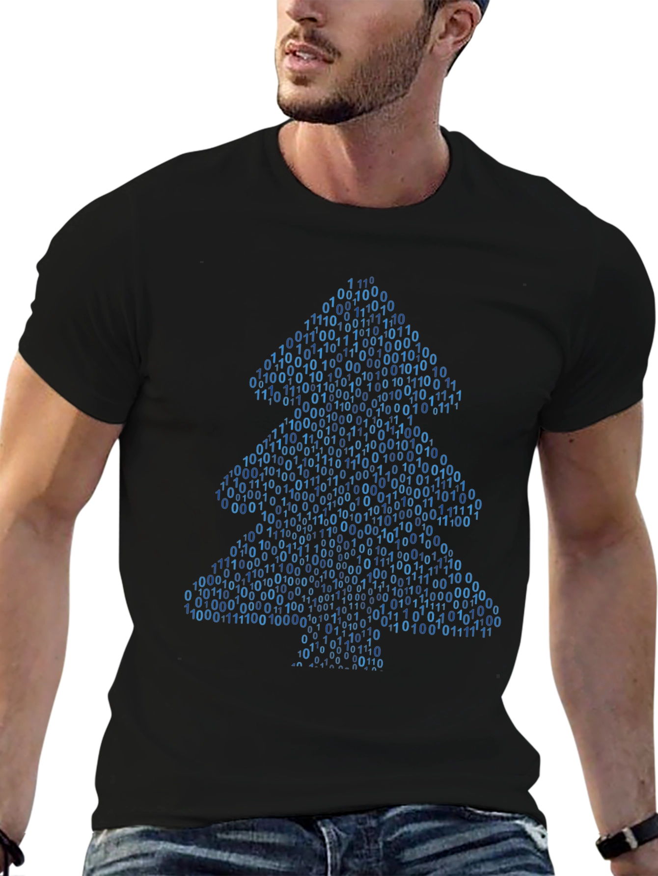 Binary Christmas Tree T-Shirt - Coder Holiday Apparel
