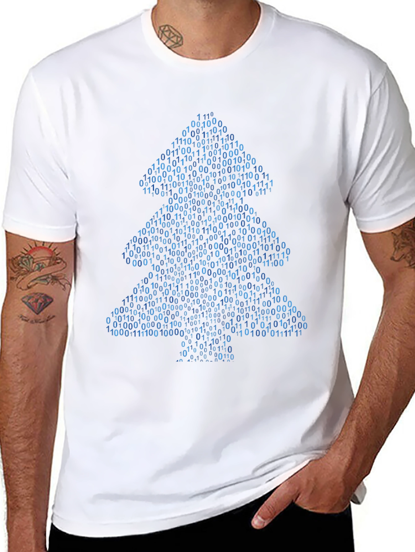 Binary Christmas Tree T-Shirt - Coder Holiday Apparel