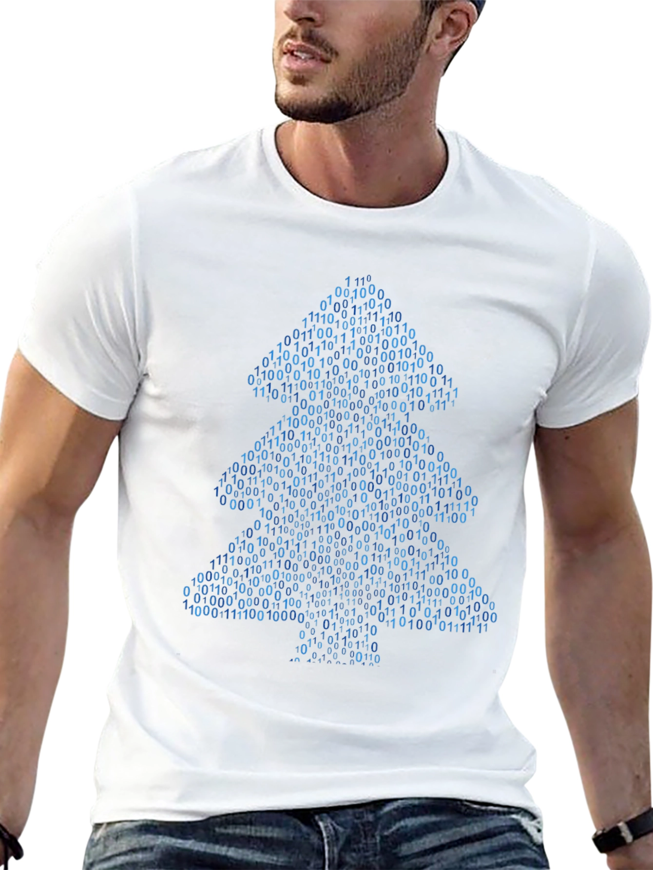 Binary Christmas Tree T-Shirt - Coder Holiday Apparel