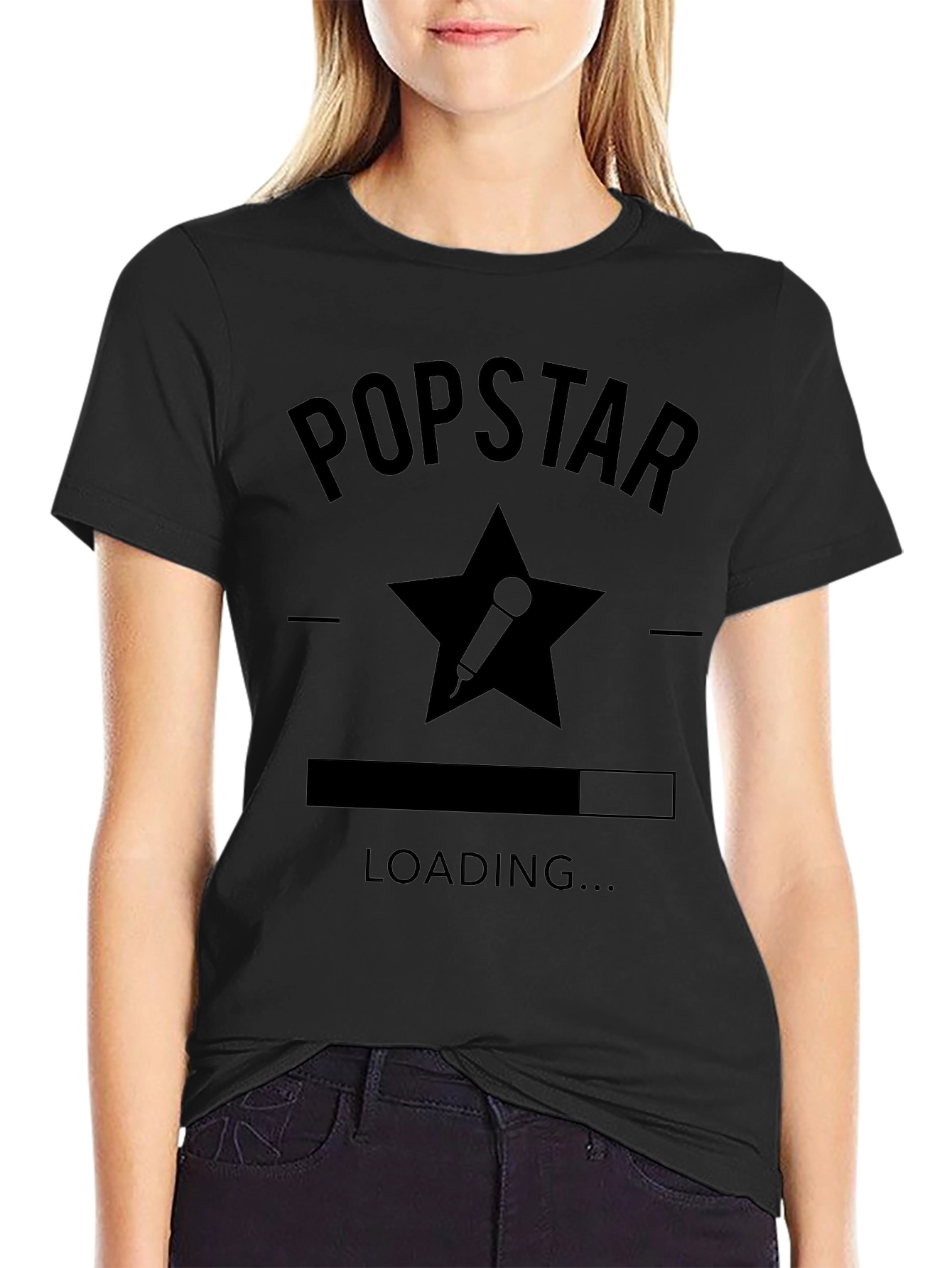 Popstar Loading Black Graphic T-Shirt