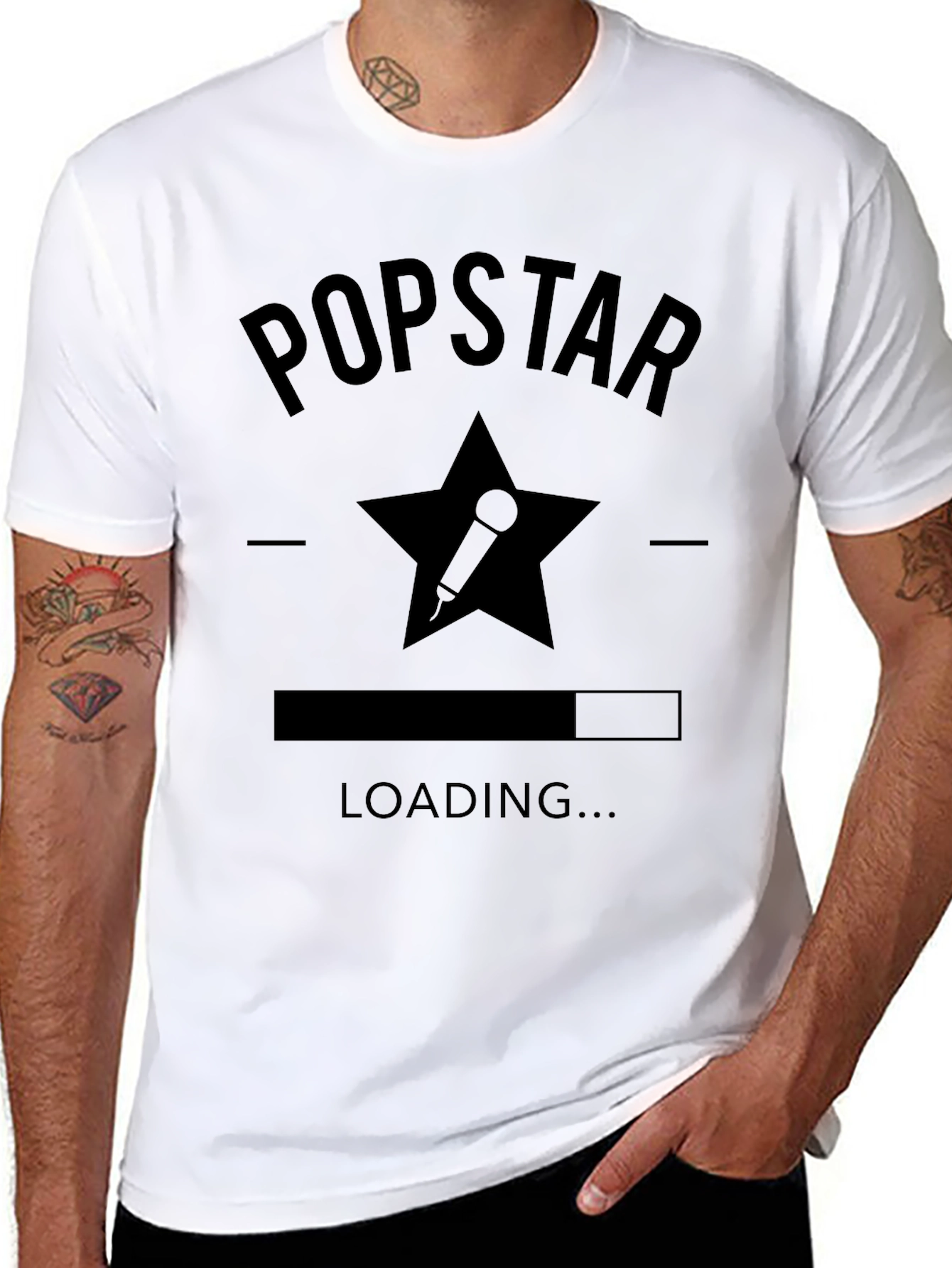 Popstar Loading Black Graphic T-Shirt