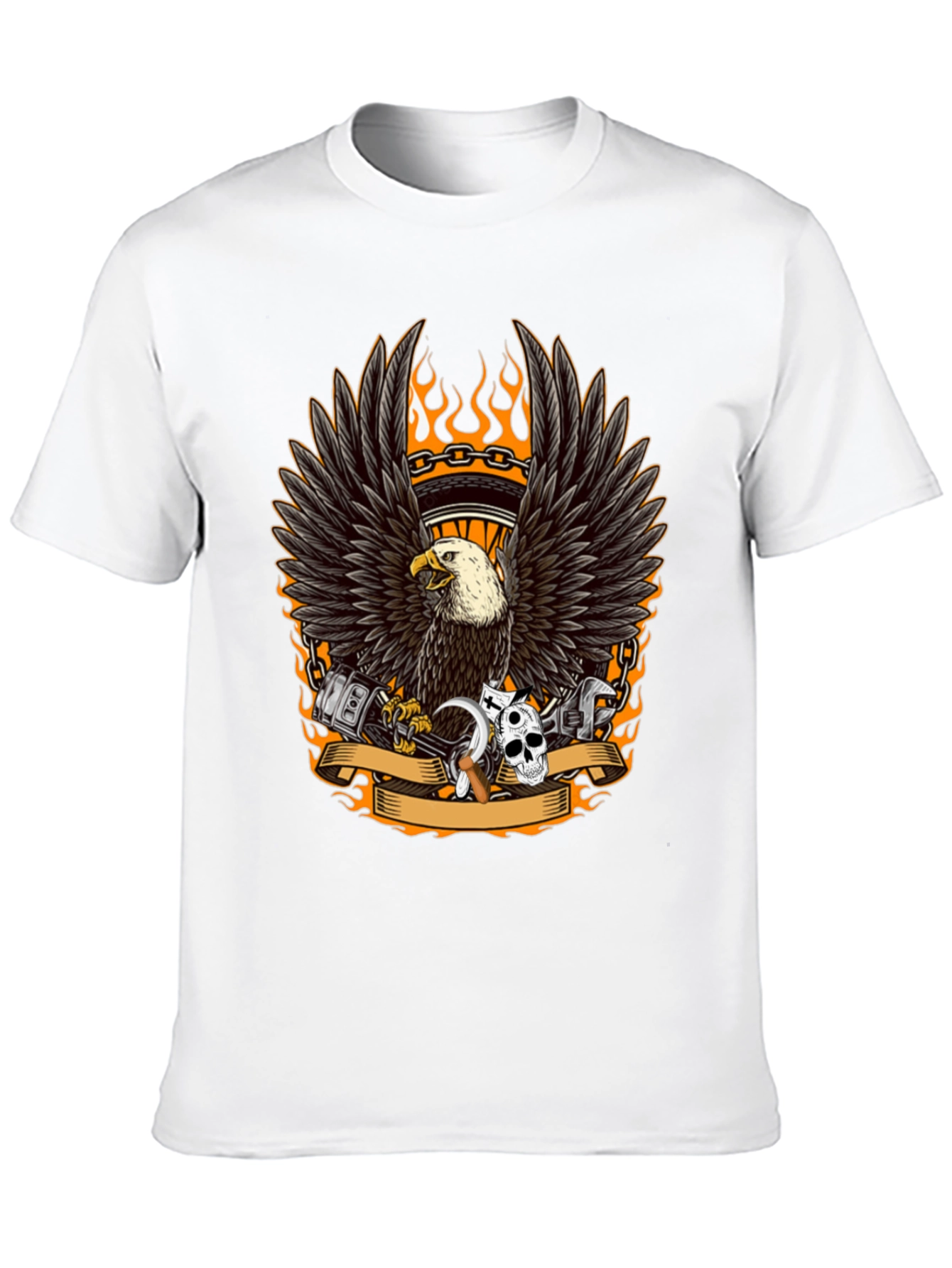 Mens Black Eagle Biker Graphic T-Shirt