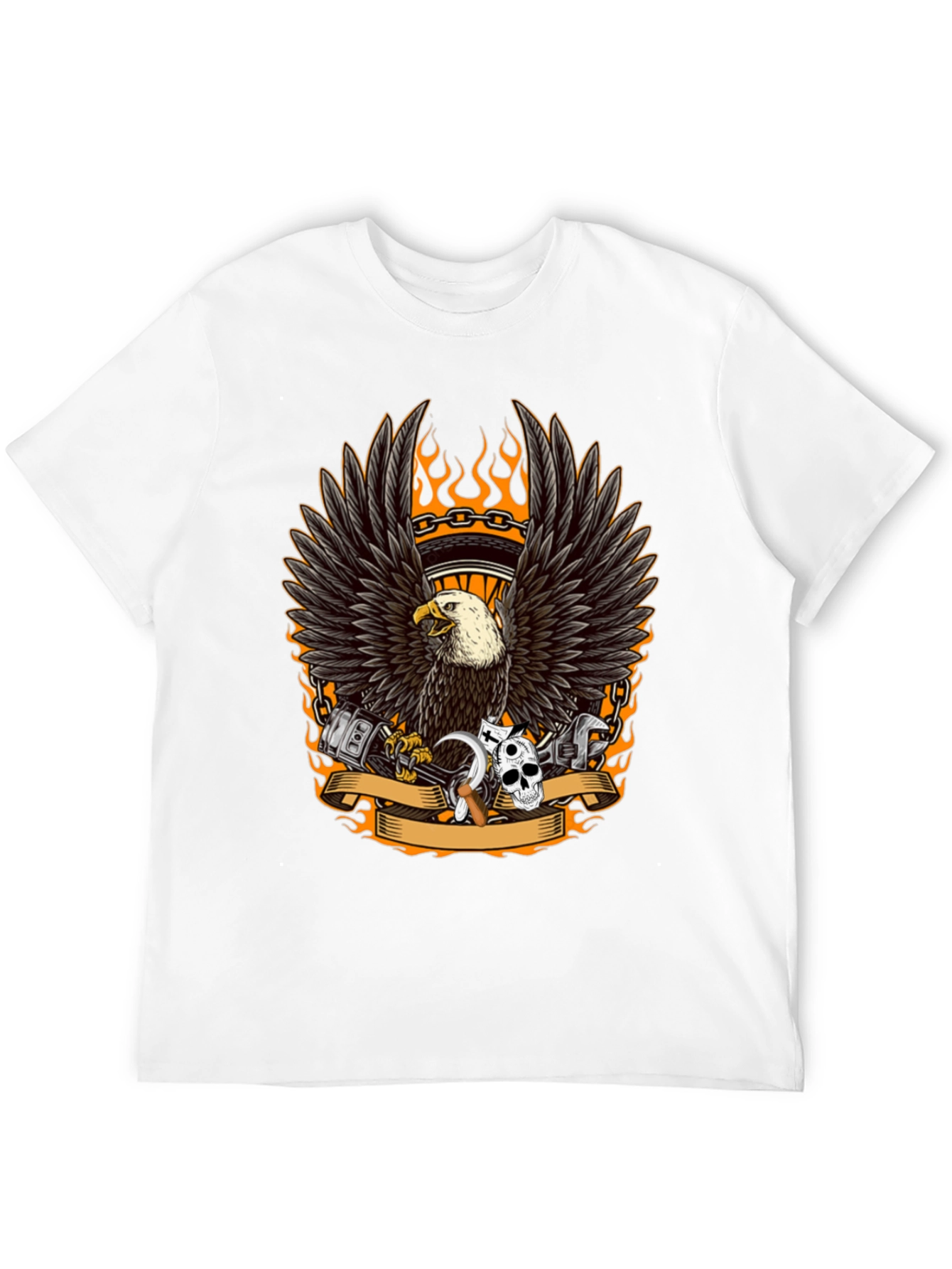 Mens Black Eagle Biker Graphic T-Shirt
