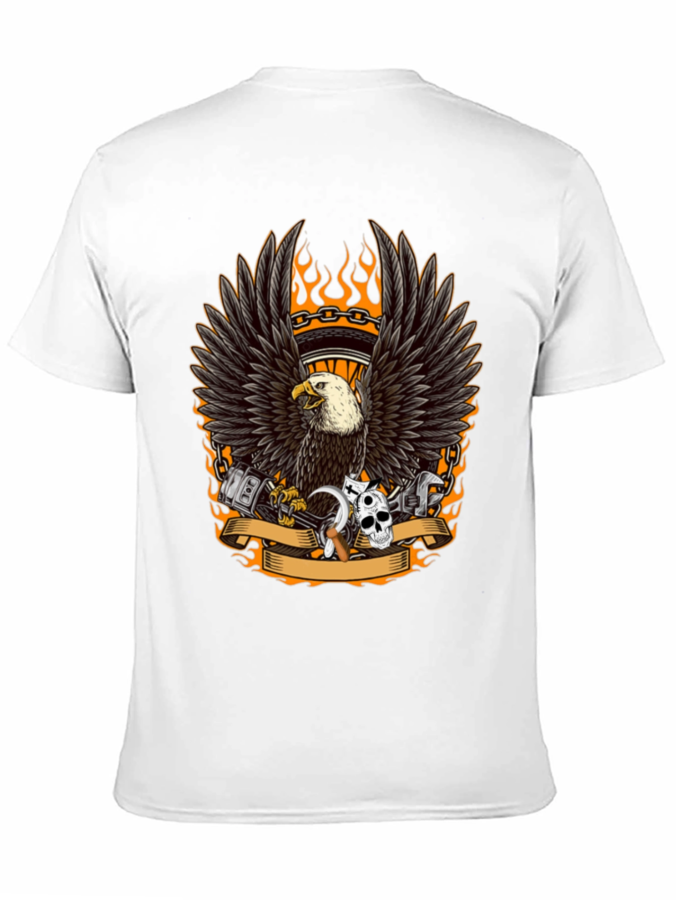Mens Black Eagle Biker Graphic T-Shirt