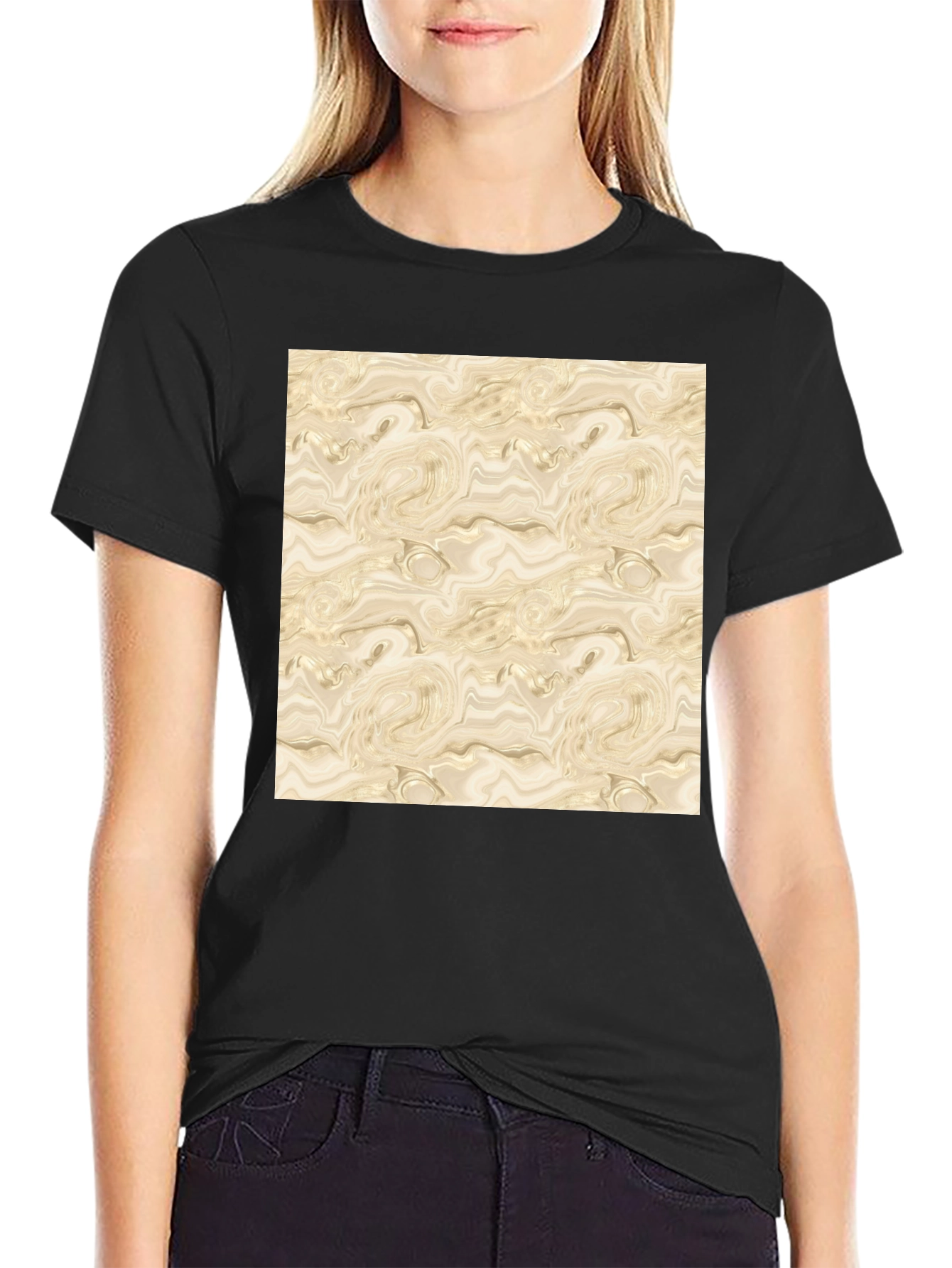 Abstract Marble Pattern Black T-Shirt