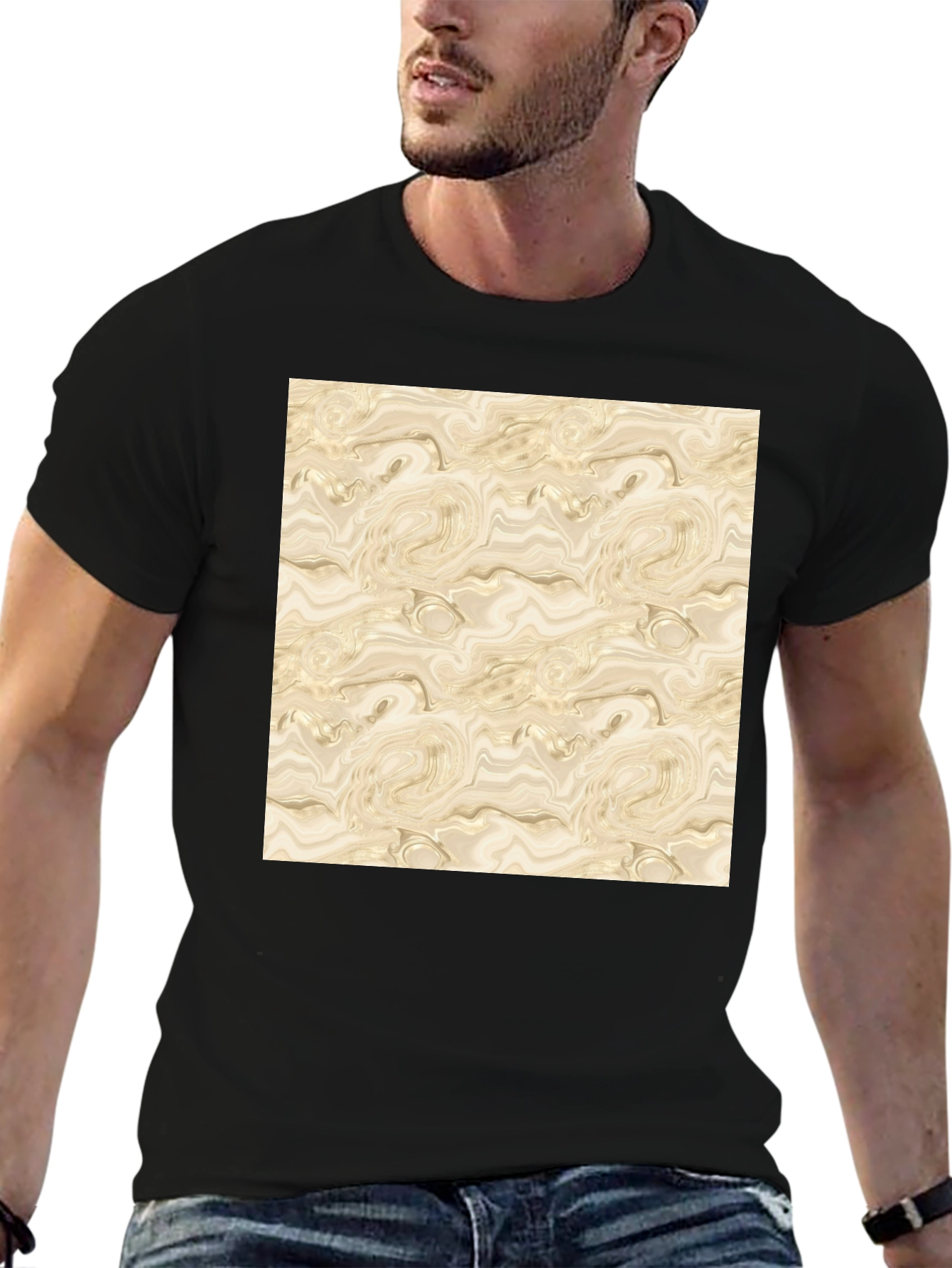Abstract Marble Pattern Black T-Shirt