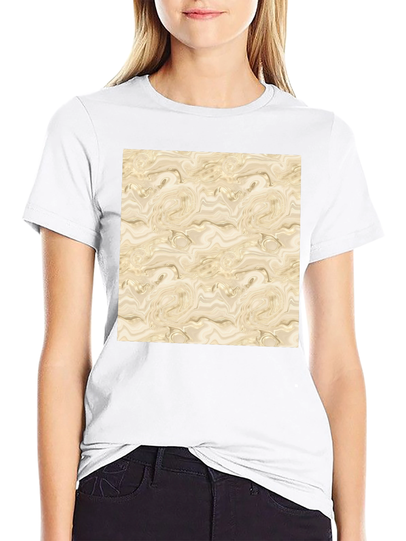 Abstract Marble Pattern Black T-Shirt