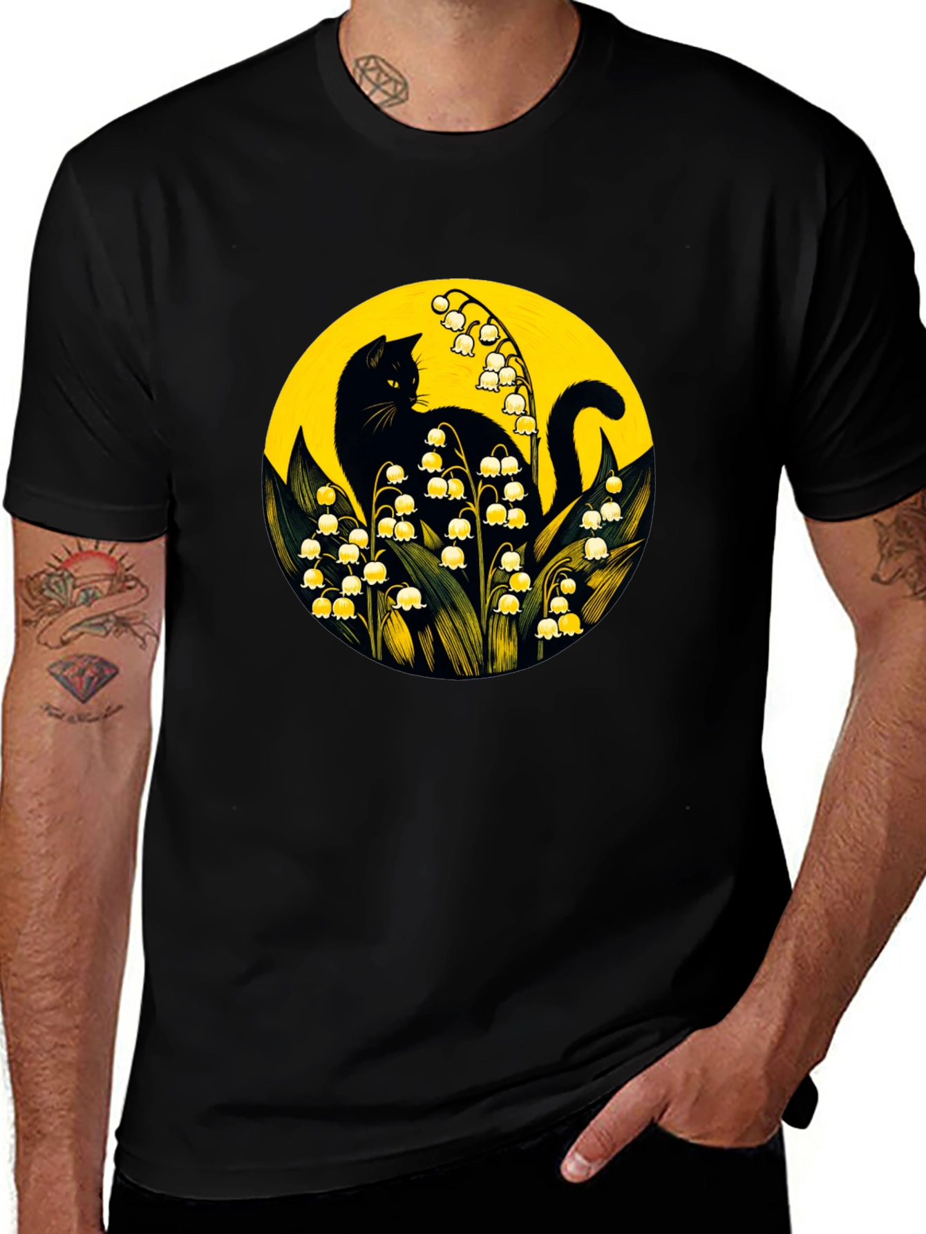 Black Cat & Lily of the Valley T-Shirt