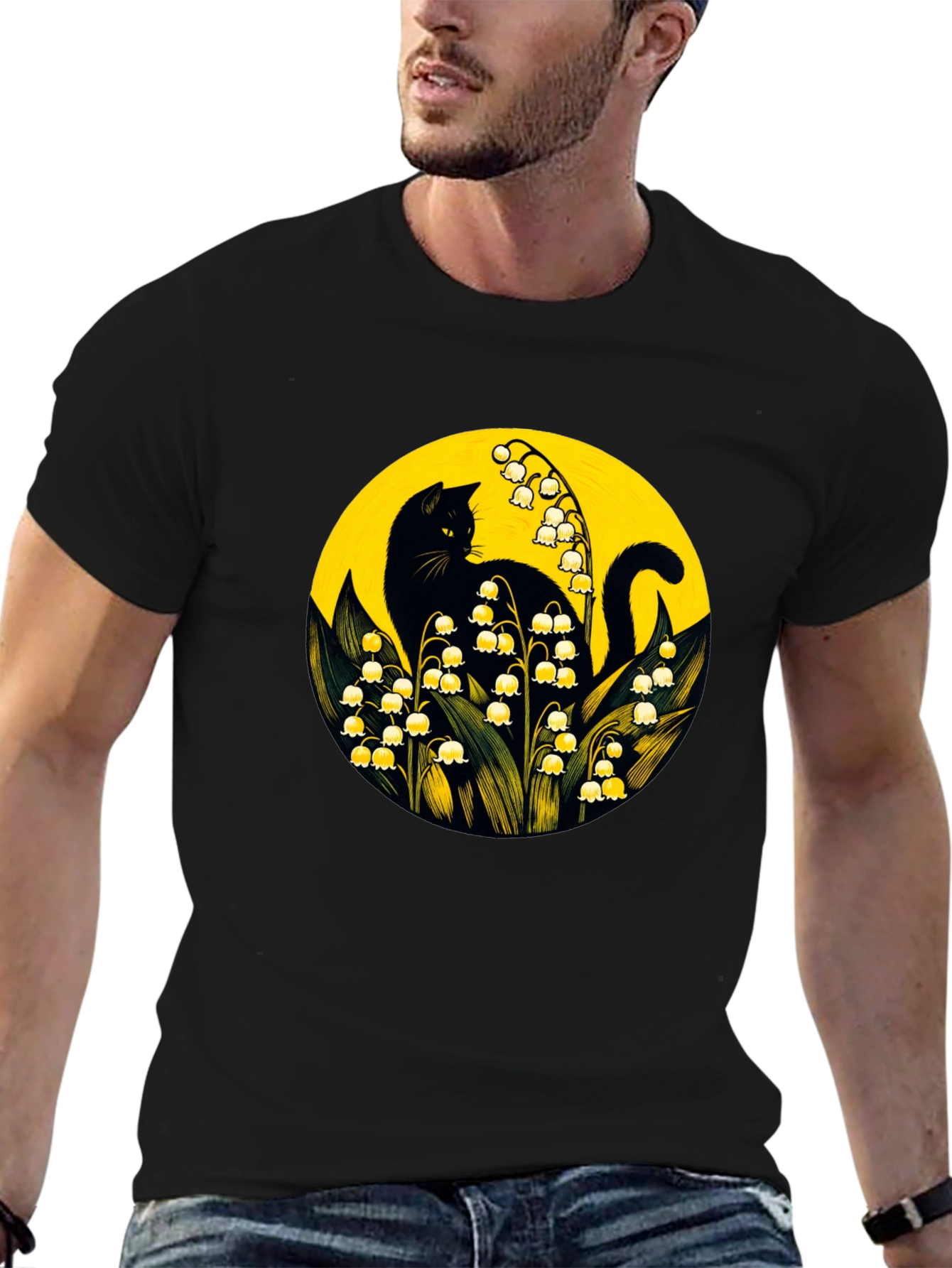 Black Cat & Lily of the Valley T-Shirt