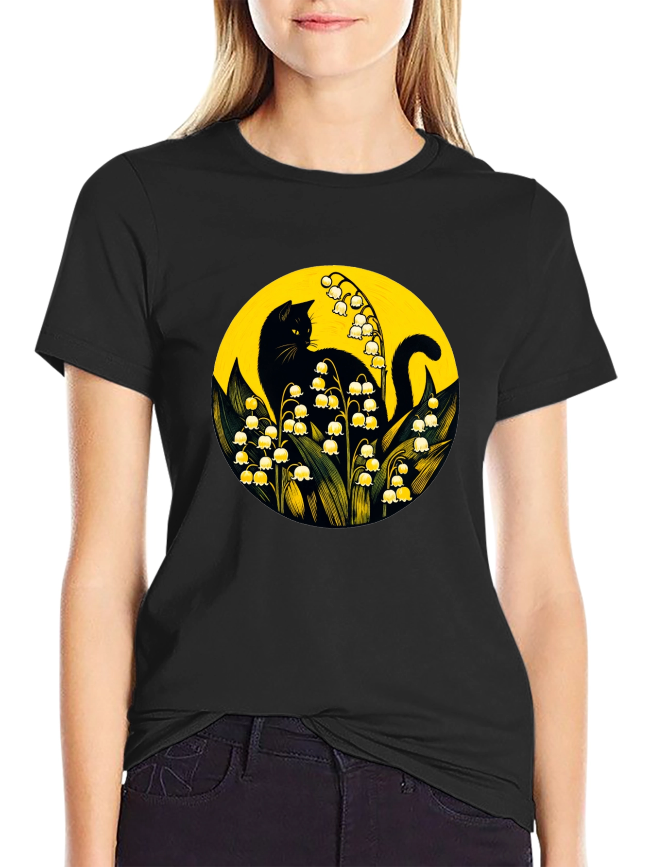 Black Cat & Lily of the Valley T-Shirt
