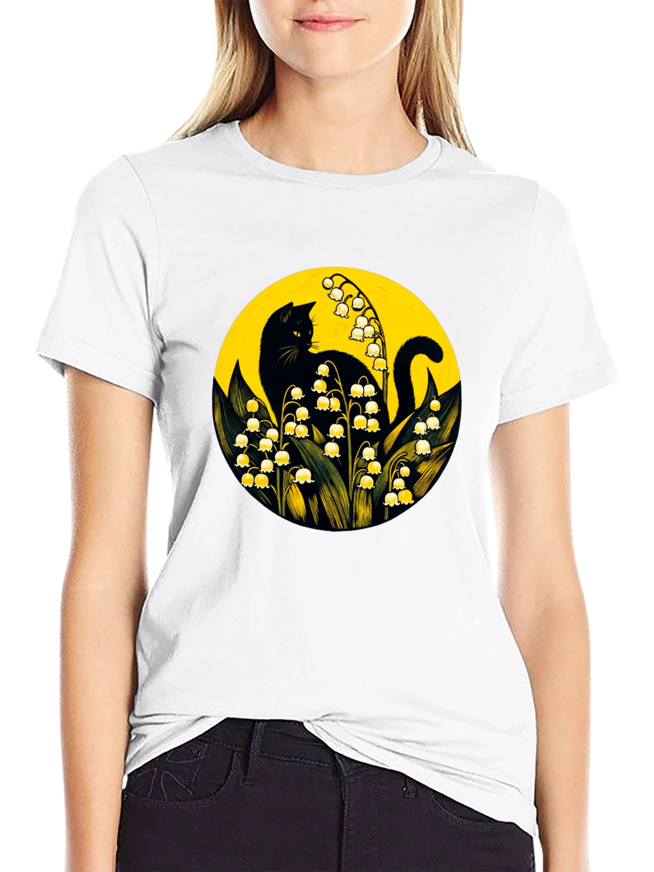 Black Cat & Lily of the Valley T-Shirt