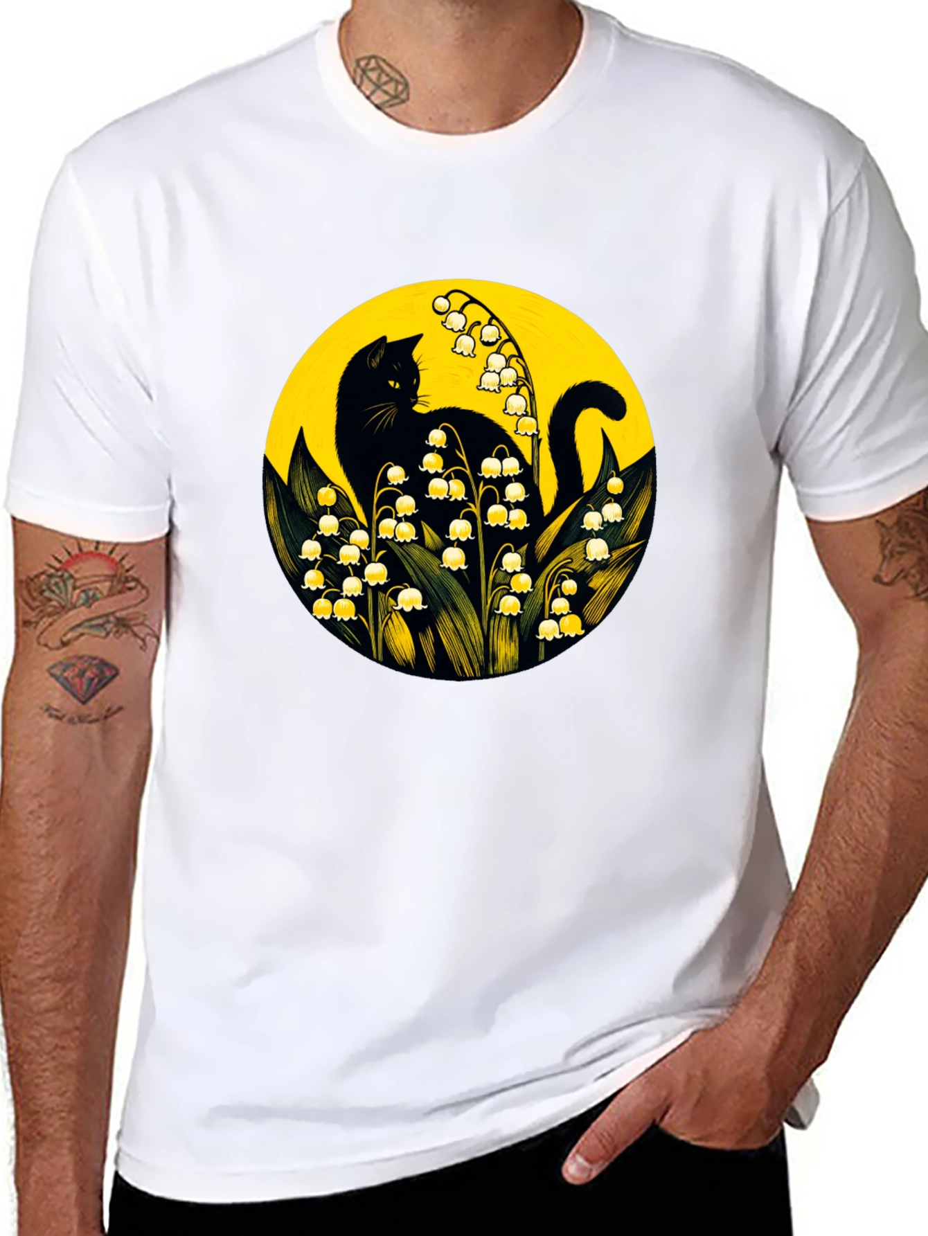 Black Cat & Lily of the Valley T-Shirt