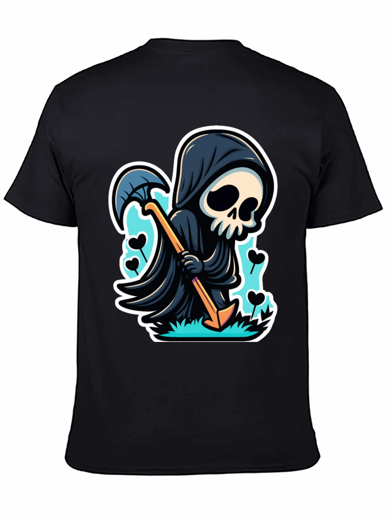 Grim Reaper Graphic Tee - Cartoon Death