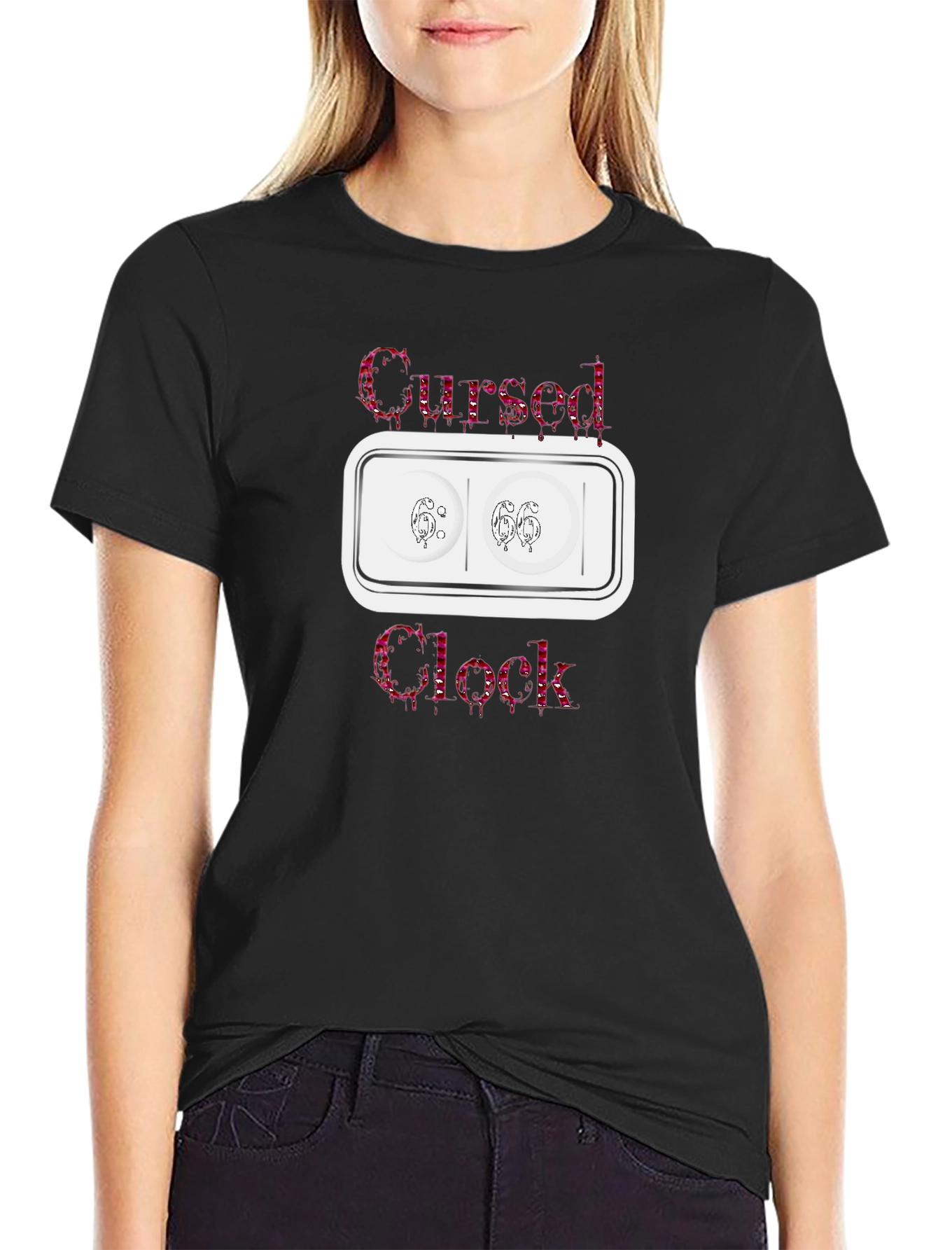 Cursed Clock Graphic Tee - Unisex Black T-Shirt