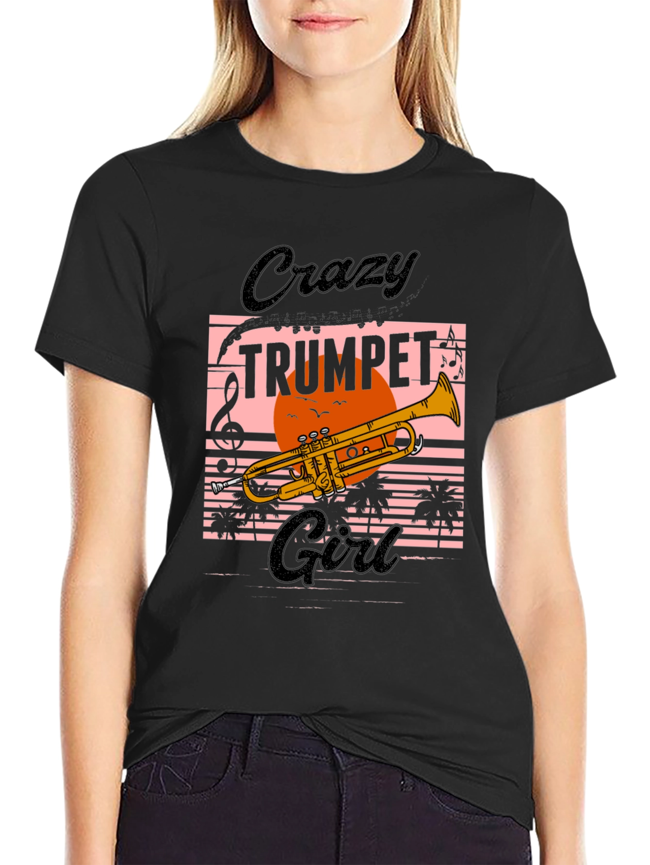 Crazy Trumpet Girl Graphic Tee