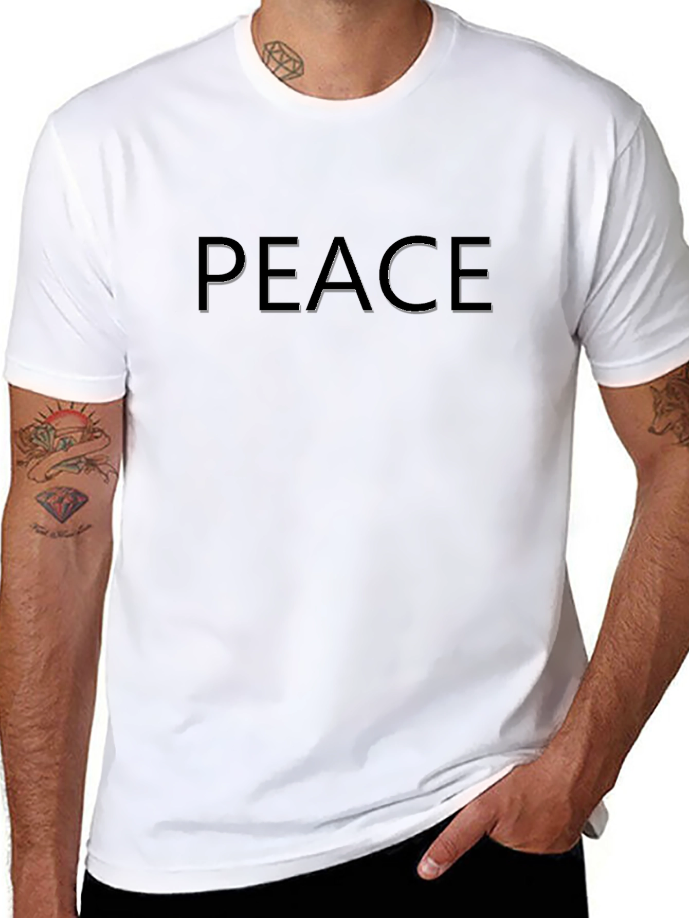 Mens Black PEACE Graphic T-Shirt
