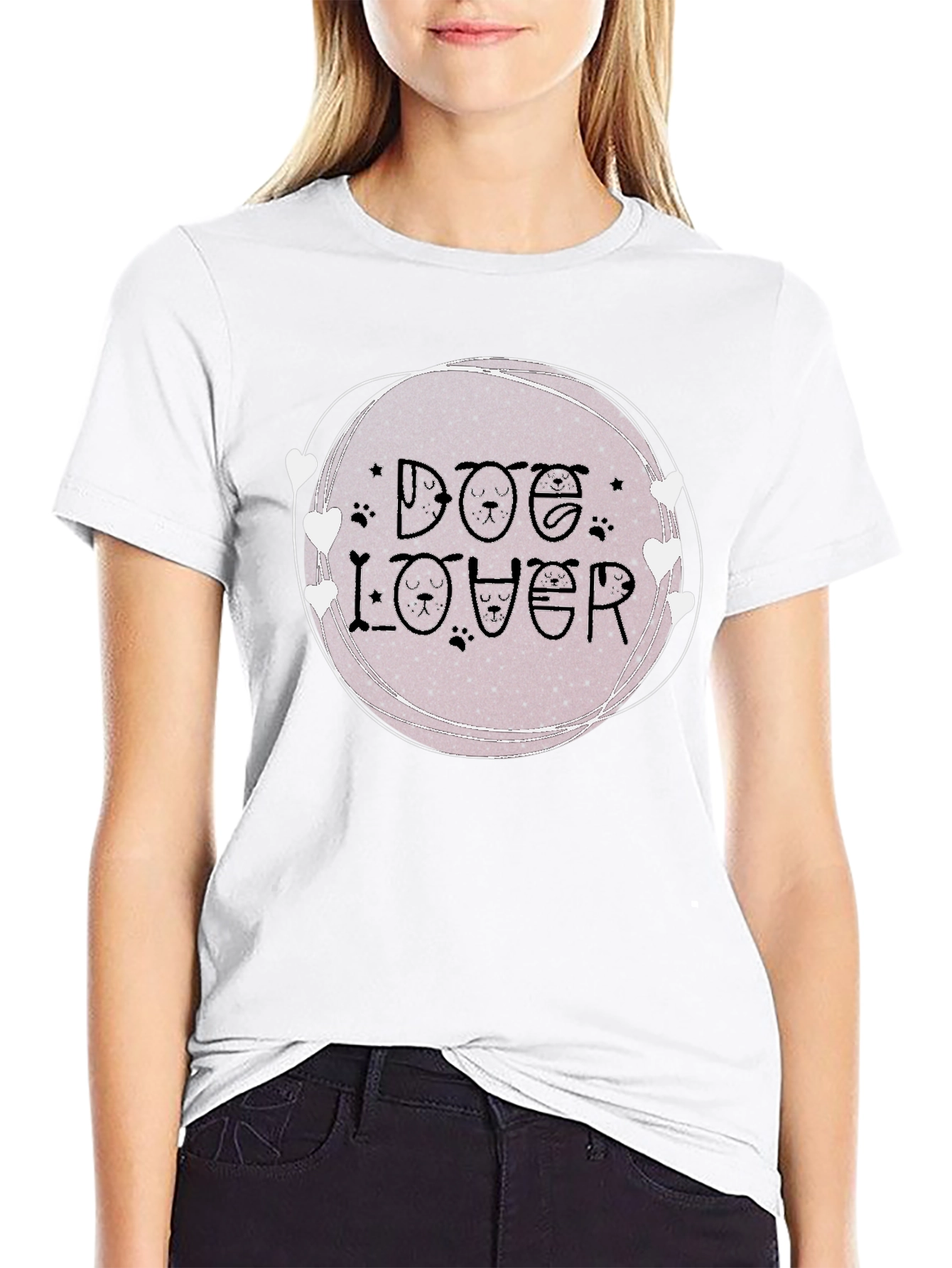 Dog Lover Graphic Tee - Round Heart Design