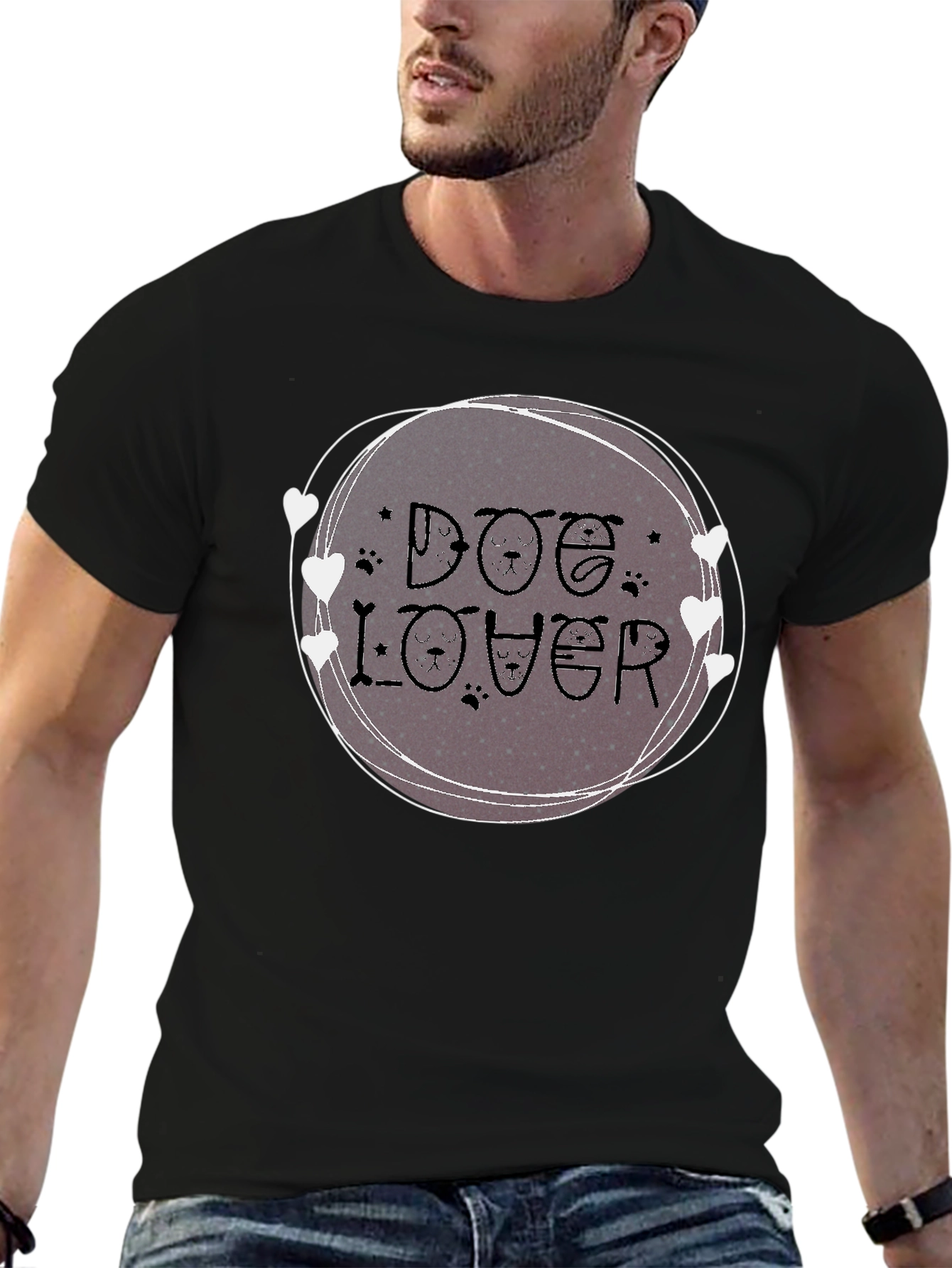 Dog Lover Graphic Tee - Round Heart Design
