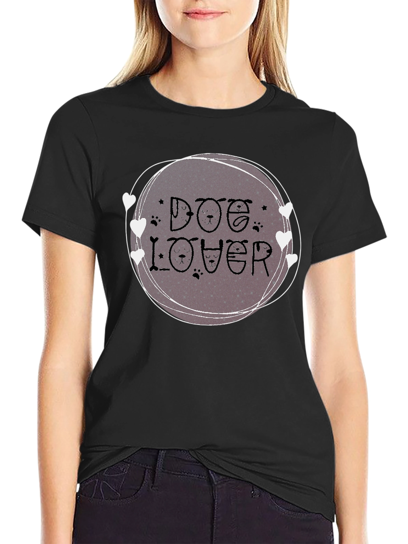 Dog Lover Graphic Tee - Round Heart Design