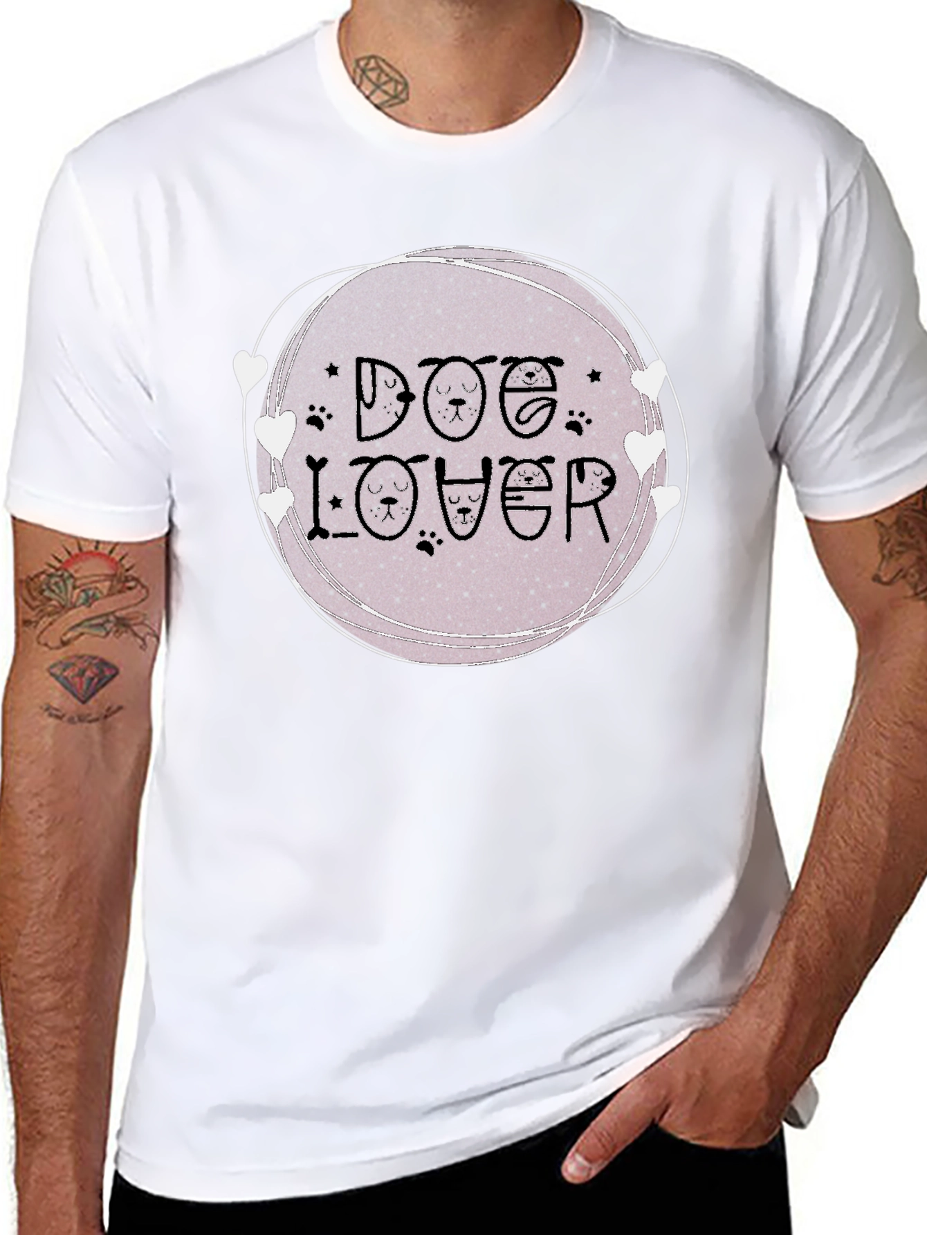Dog Lover Graphic Tee - Round Heart Design