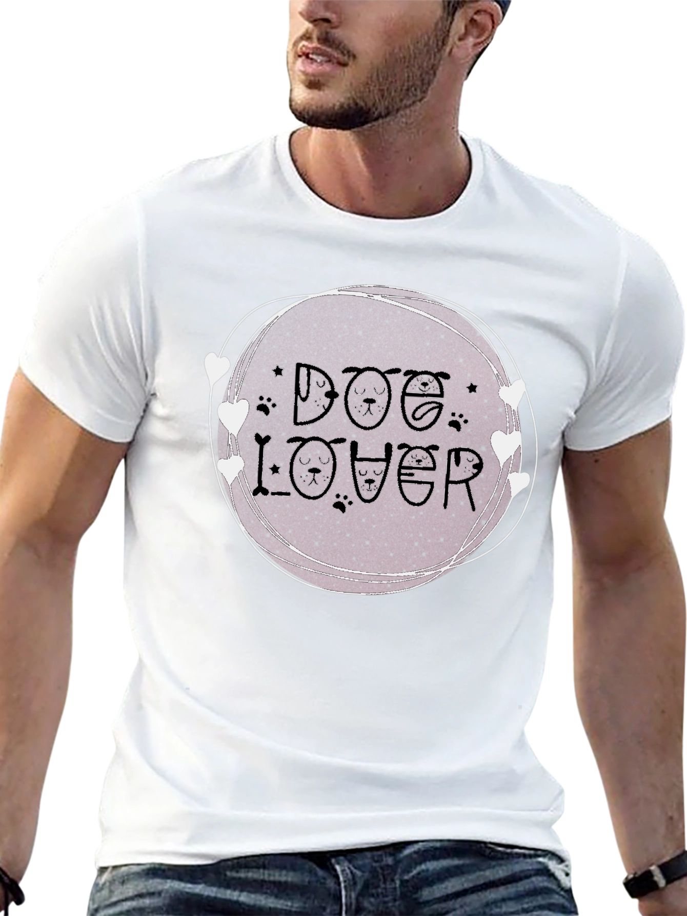 Dog Lover Graphic Tee - Round Heart Design